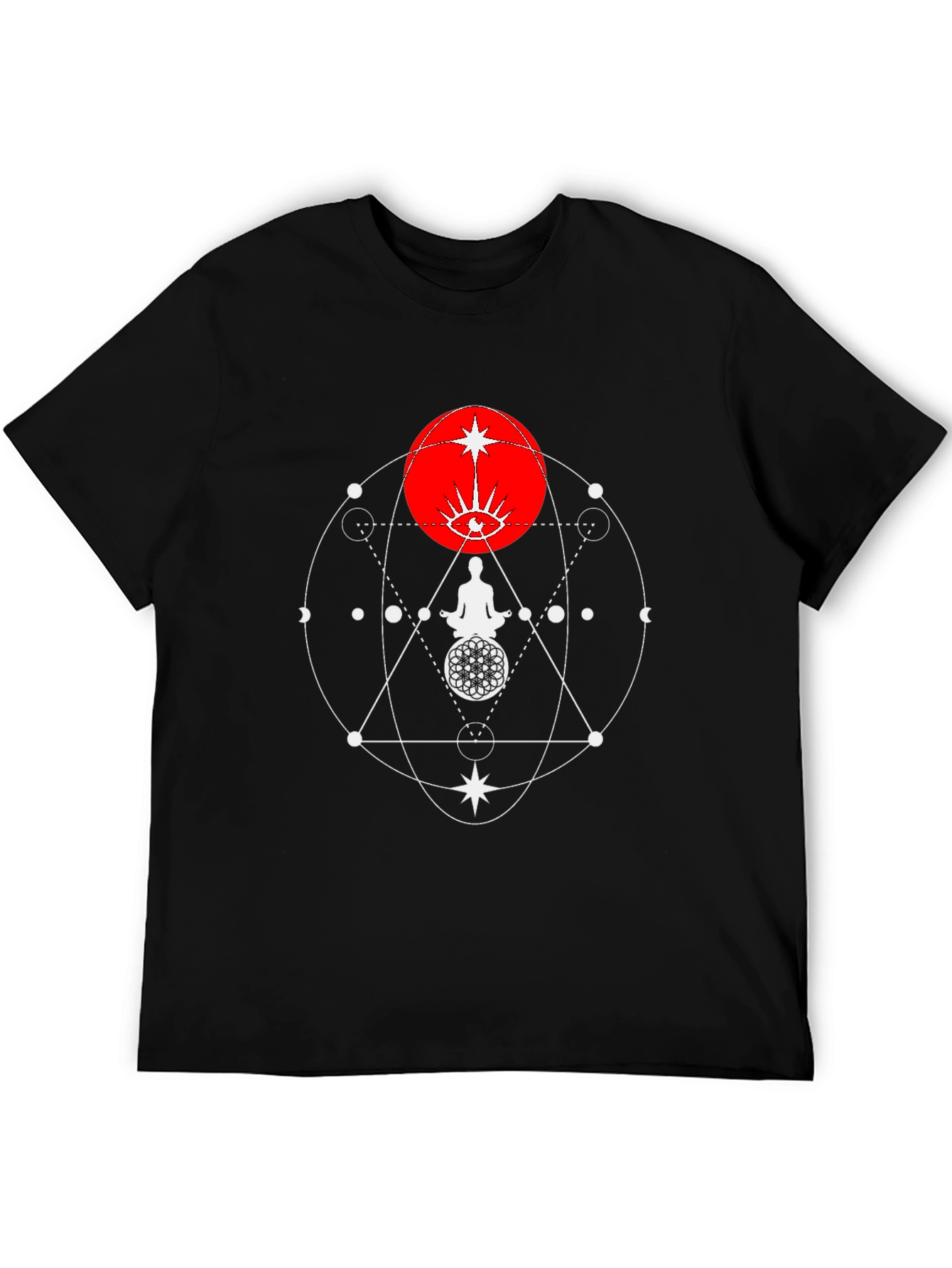 Mystic Geometry Graphic Tee - Black Cotton Comfort