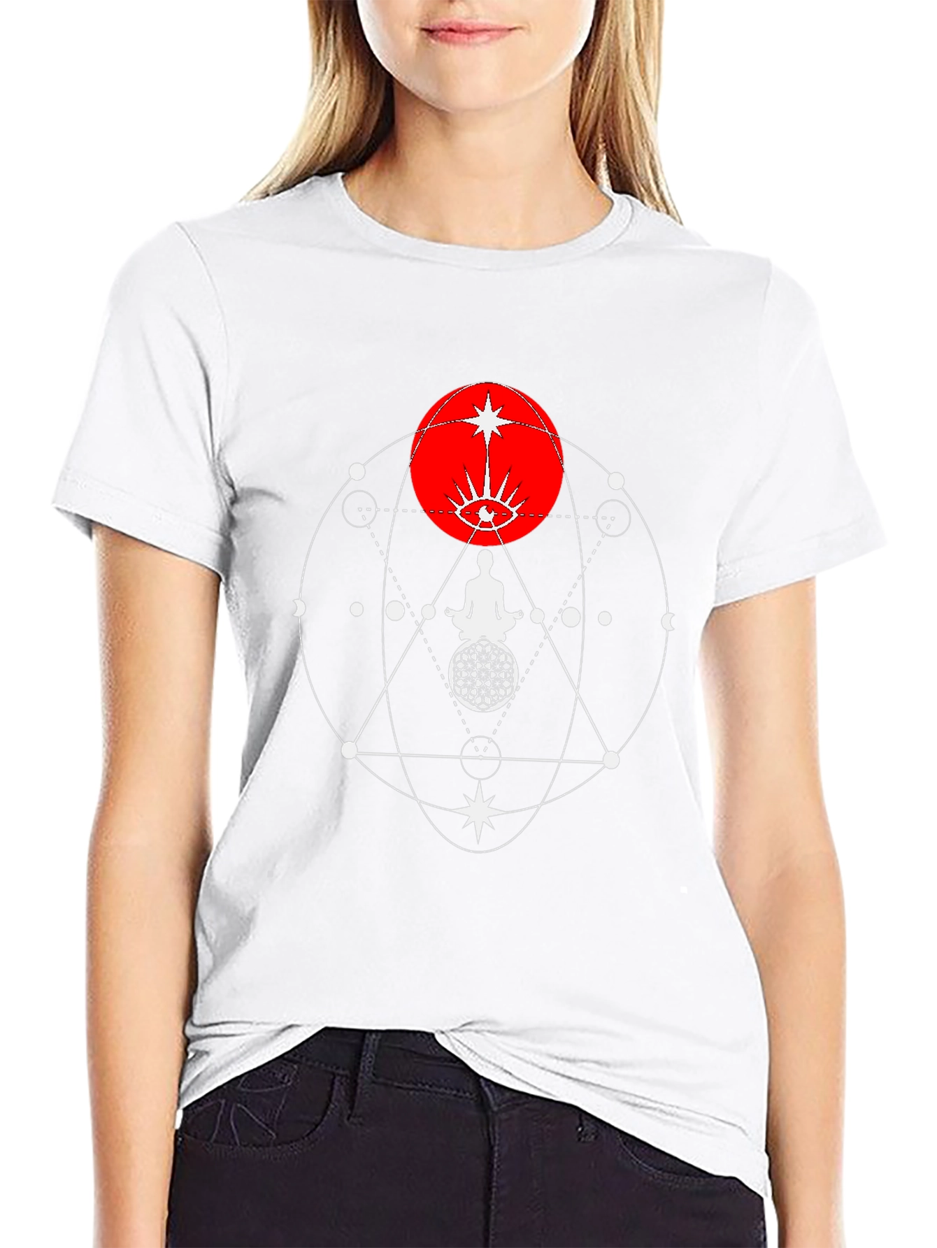 Mystic Geometry Graphic Tee - Black Cotton Comfort