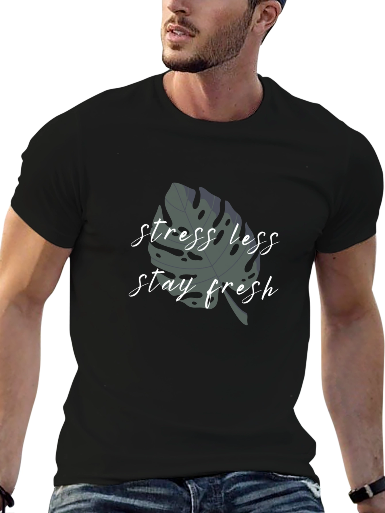 Stress Less Stay Fresh Graphic Tee - Black