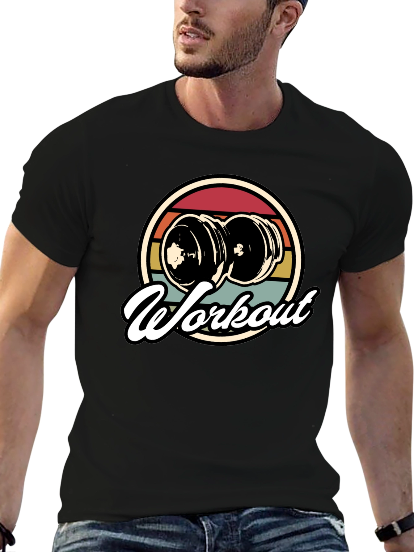 Workout Retro Style Black T-Shirt