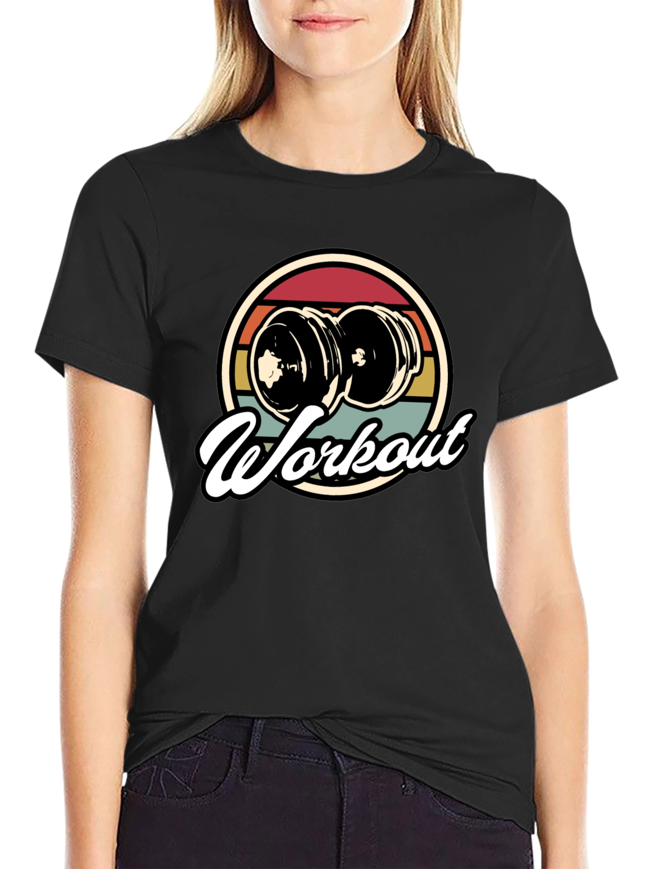 Workout Retro Style Black T-Shirt