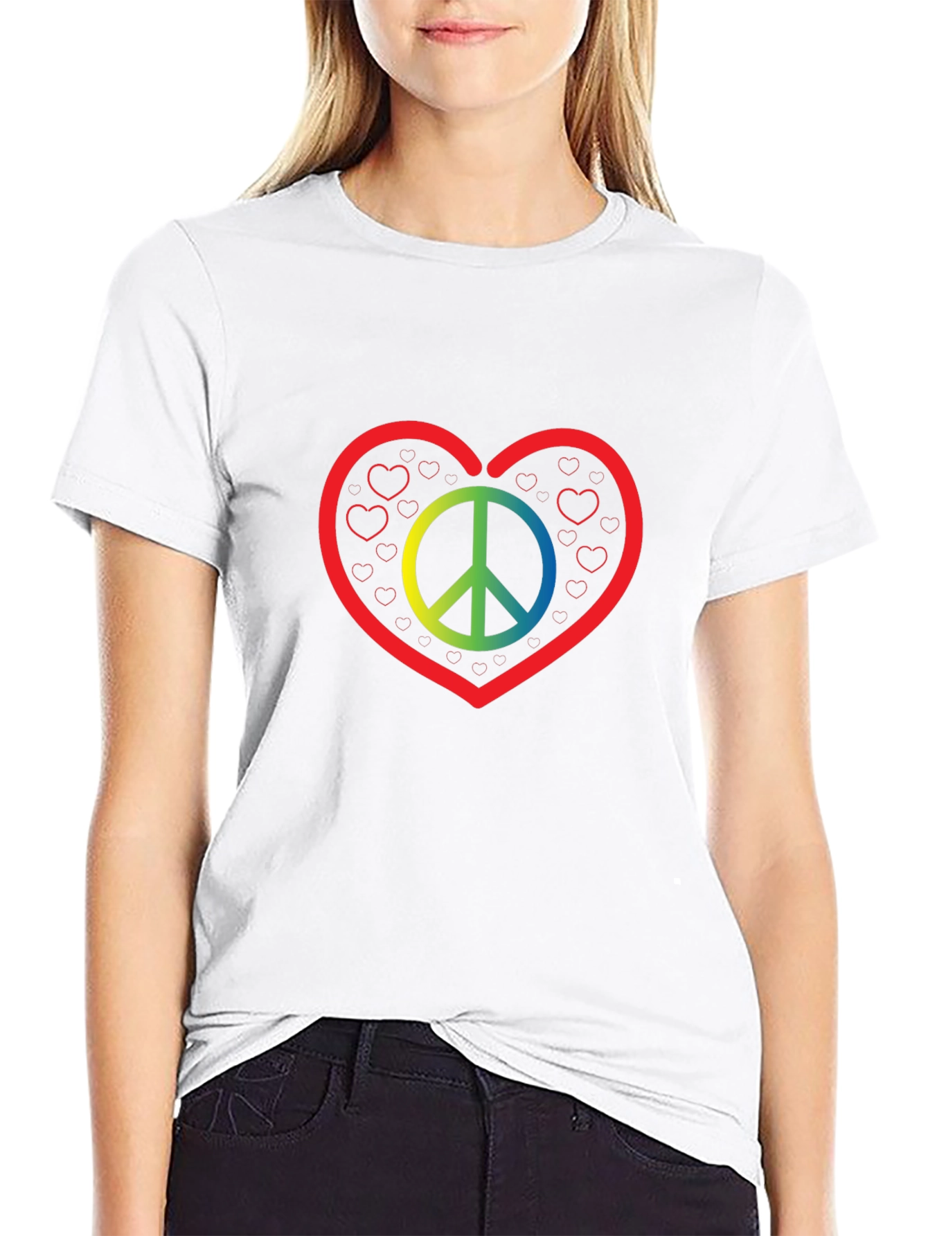 Peace & Love T-Shirt - Rainbow Peace Sign