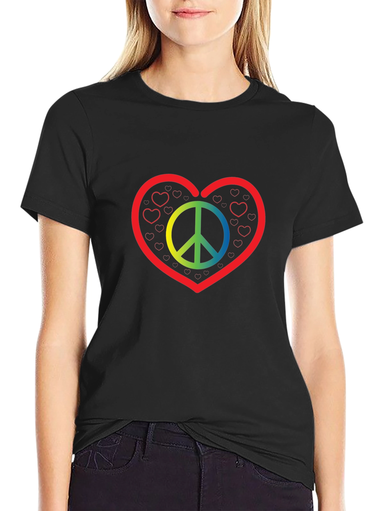 Peace & Love T-Shirt - Rainbow Peace Sign