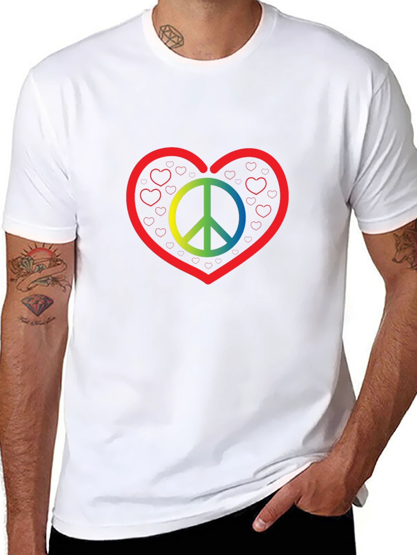 Peace & Love T-Shirt - Rainbow Peace Sign