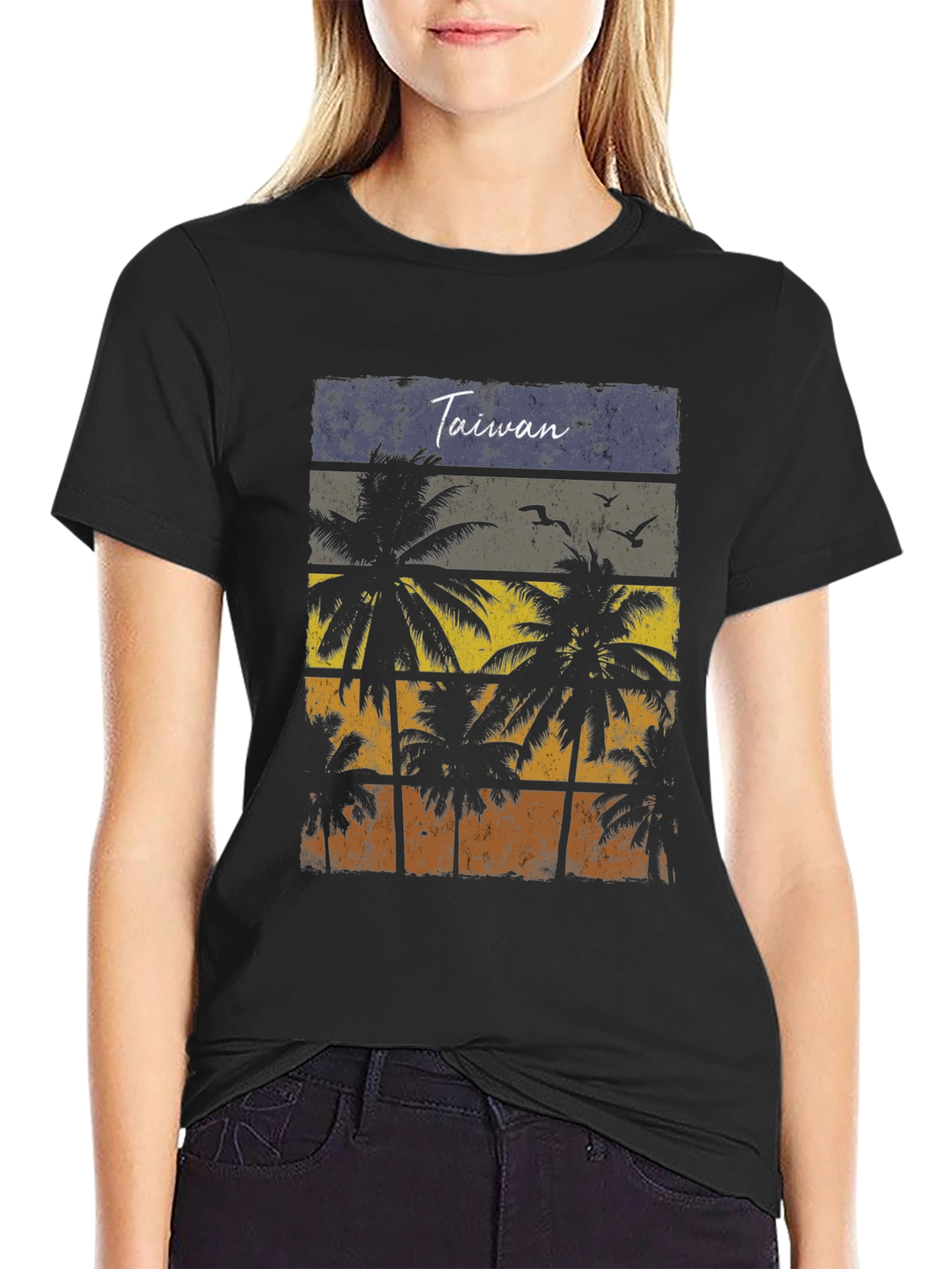 Taiwan Palm Tree Sunset Graphic T-Shirt