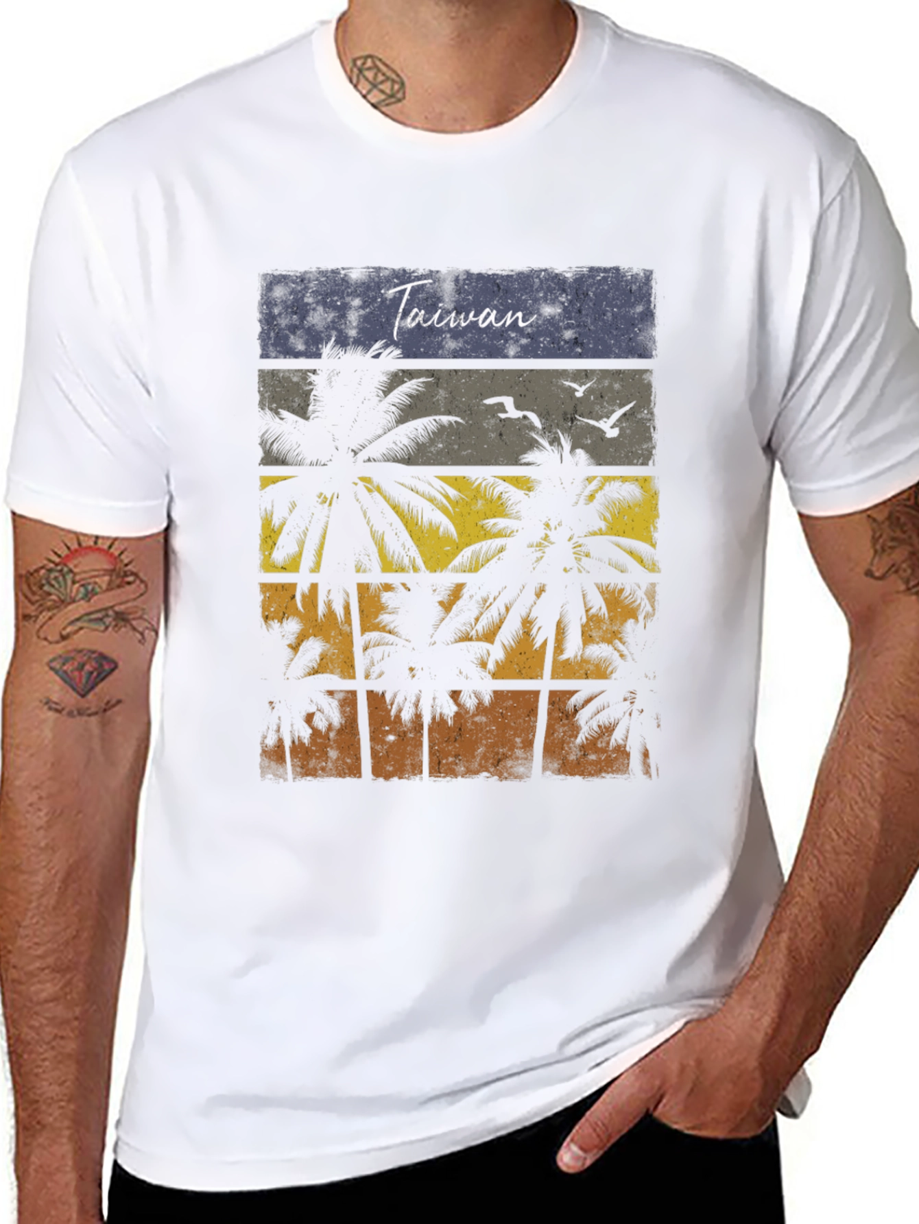 Taiwan Palm Tree Sunset Graphic T-Shirt