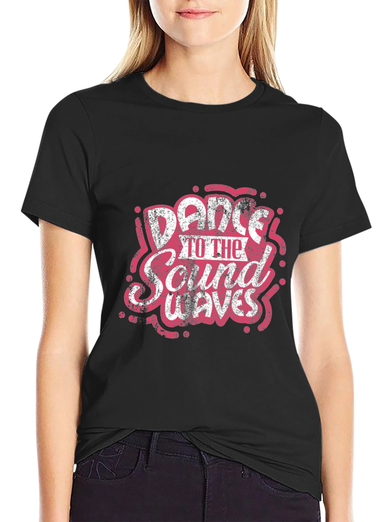 Dance to the Sound Waves Graphic Tee - Black
