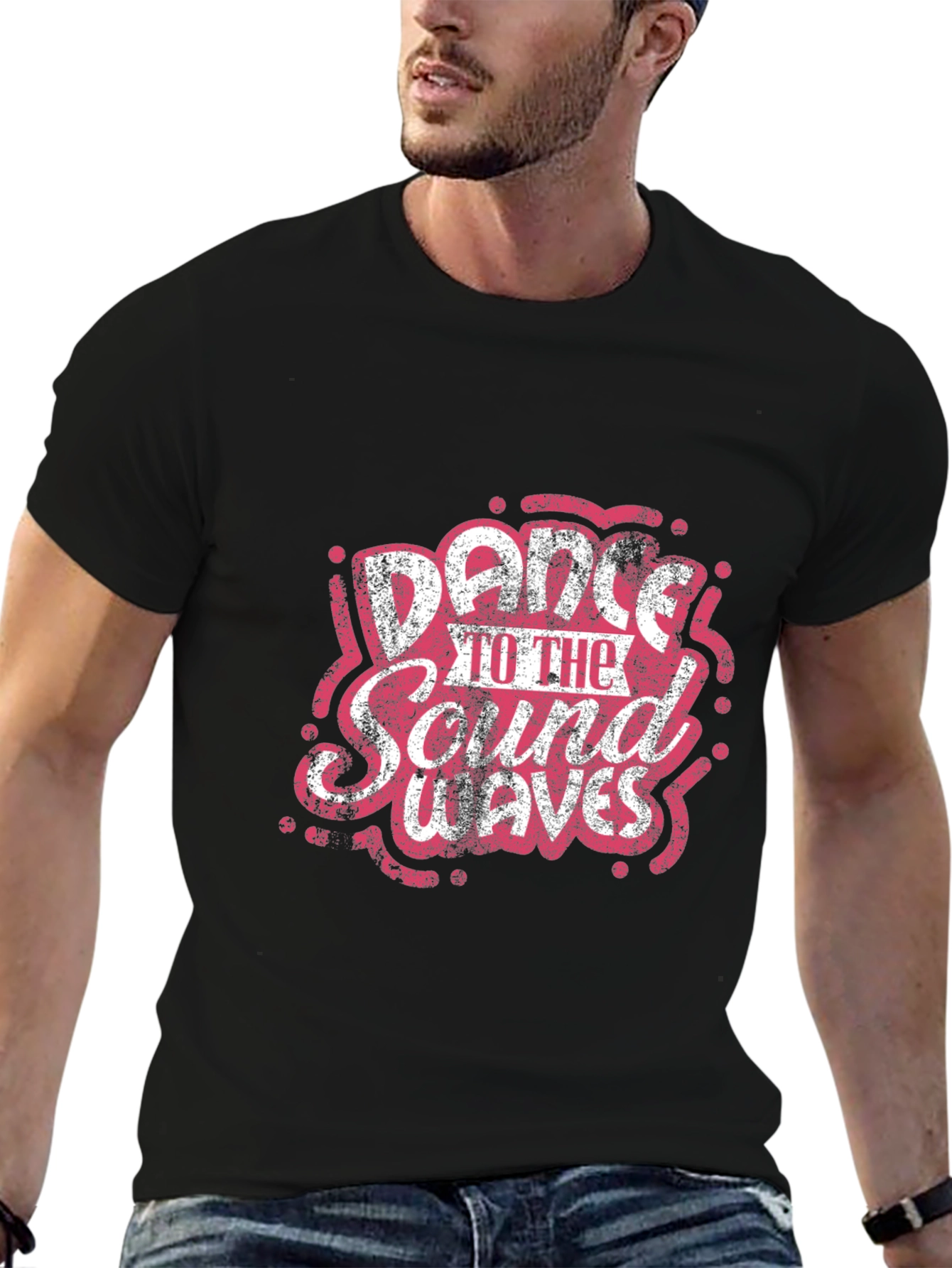 Dance to the Sound Waves Graphic Tee - Black
