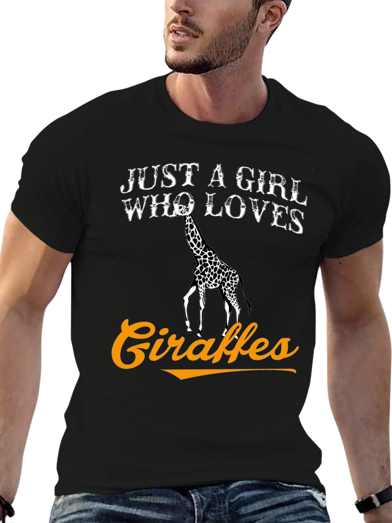 Just A Girl Who Loves Giraffes Black T-Shirt