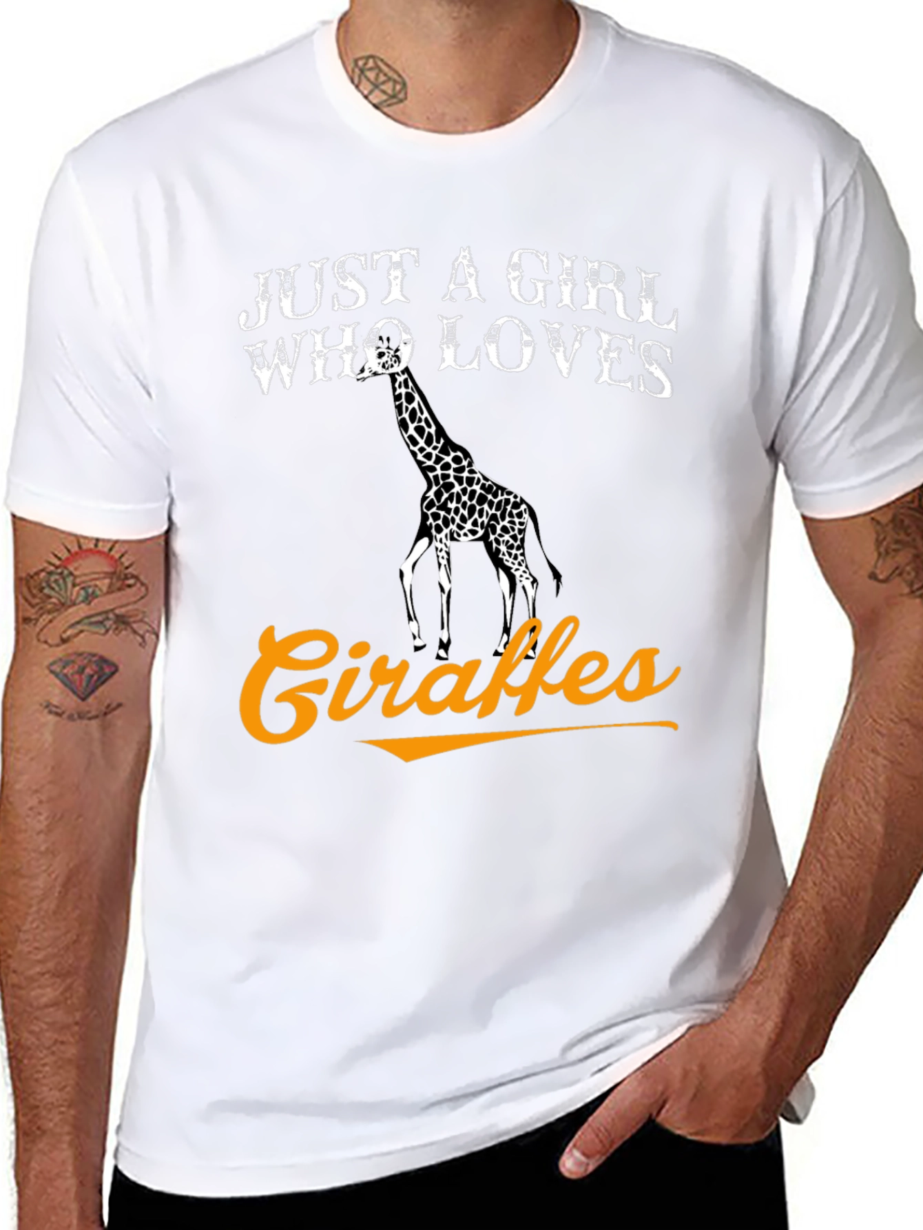 Just A Girl Who Loves Giraffes Black T-Shirt