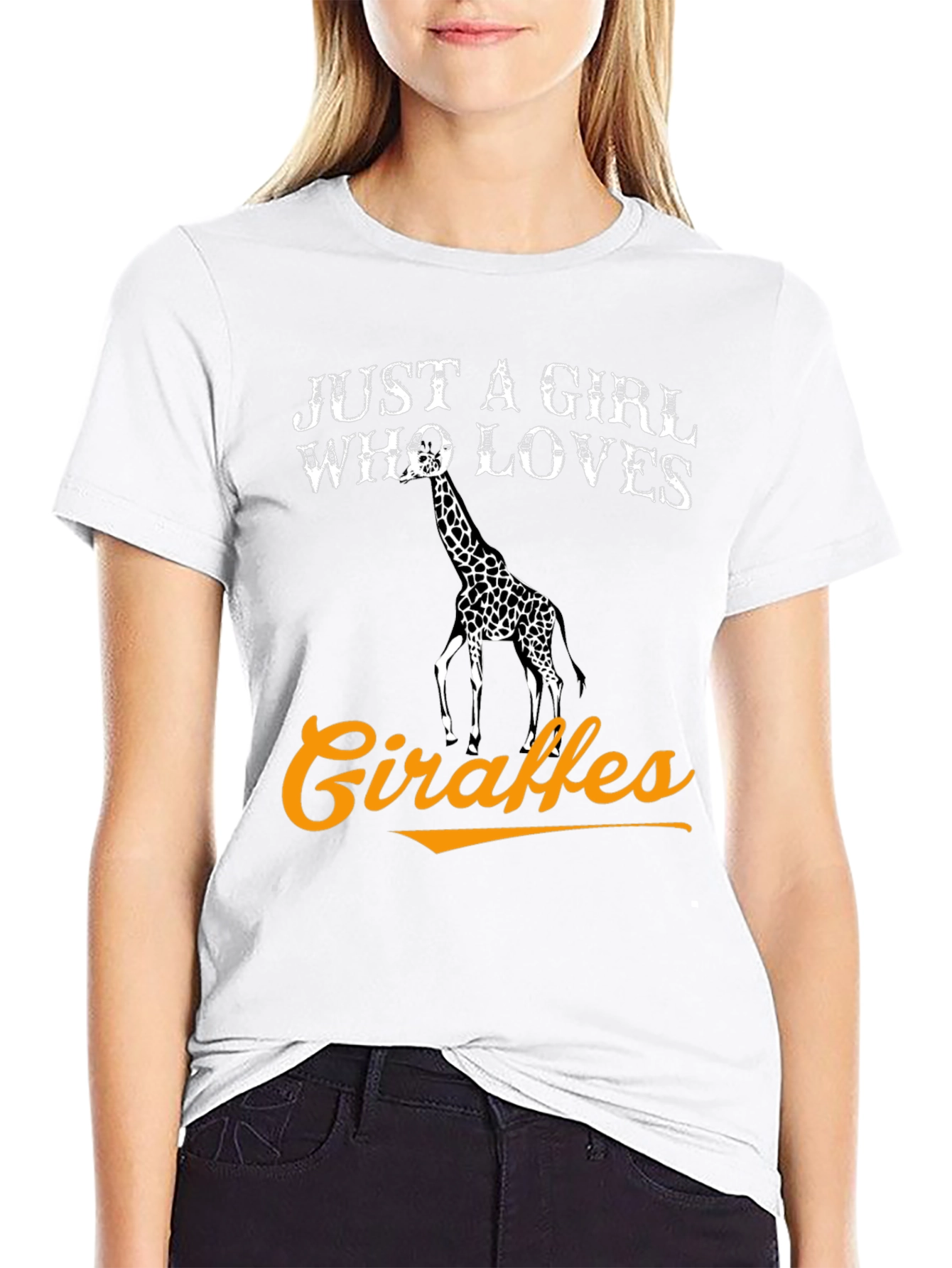 Just A Girl Who Loves Giraffes Black T-Shirt