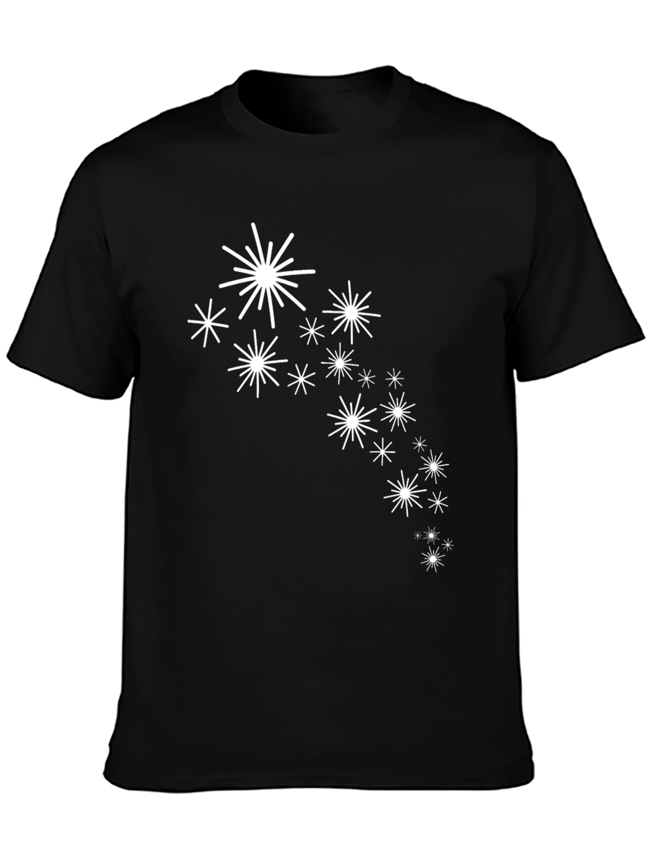 Stylish Black Tee with White Starburst Design