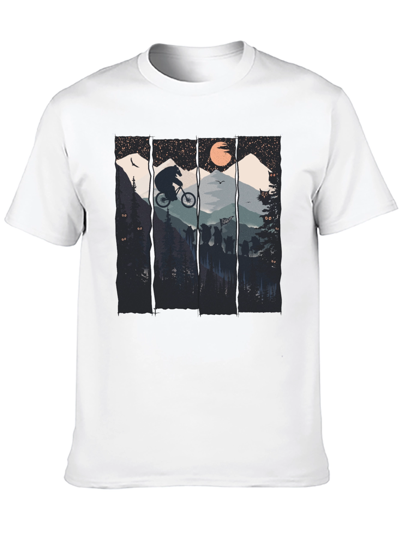 Bear Mountain Biking Graphic Tee - Black Cotton T-Shirt