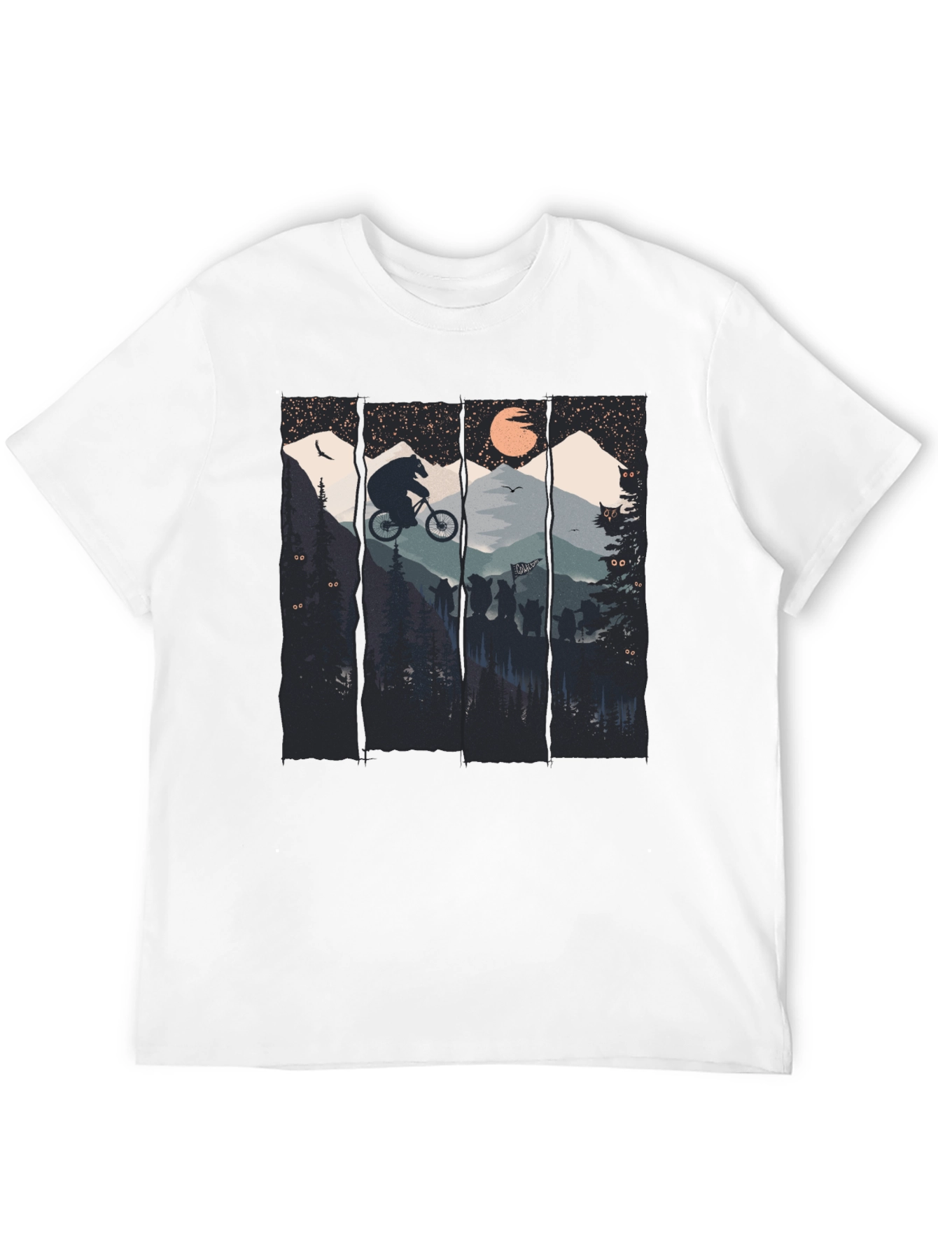 Bear Mountain Biking Graphic Tee - Black Cotton T-Shirt