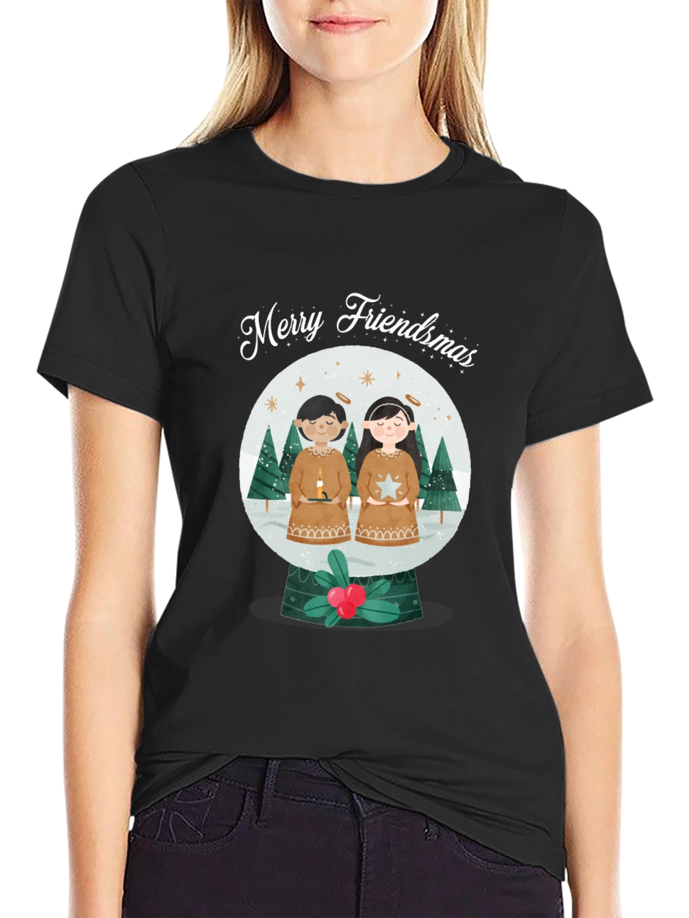 Merry Friendsmas Black T-Shirt