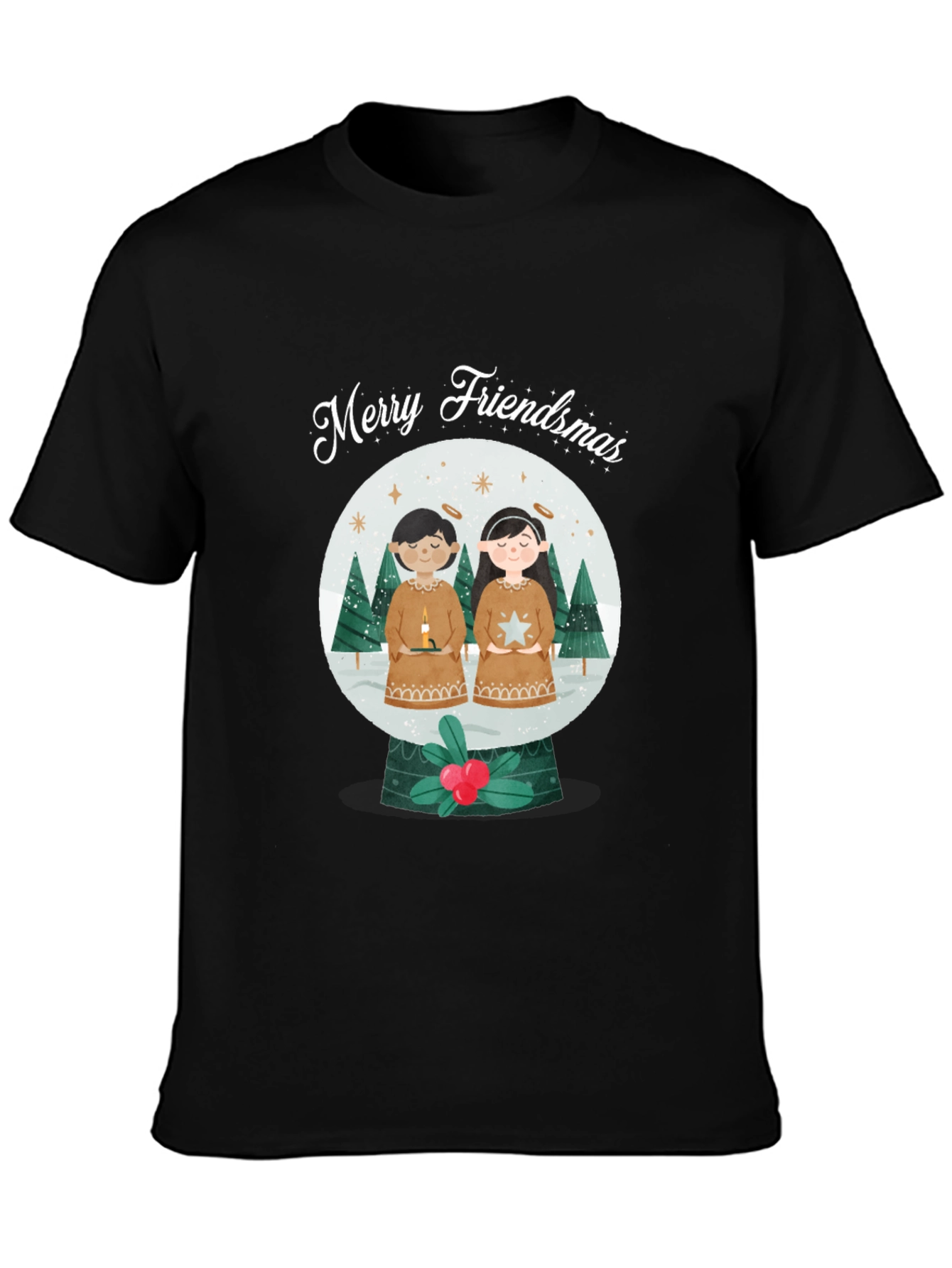 Merry Friendsmas Black T-Shirt