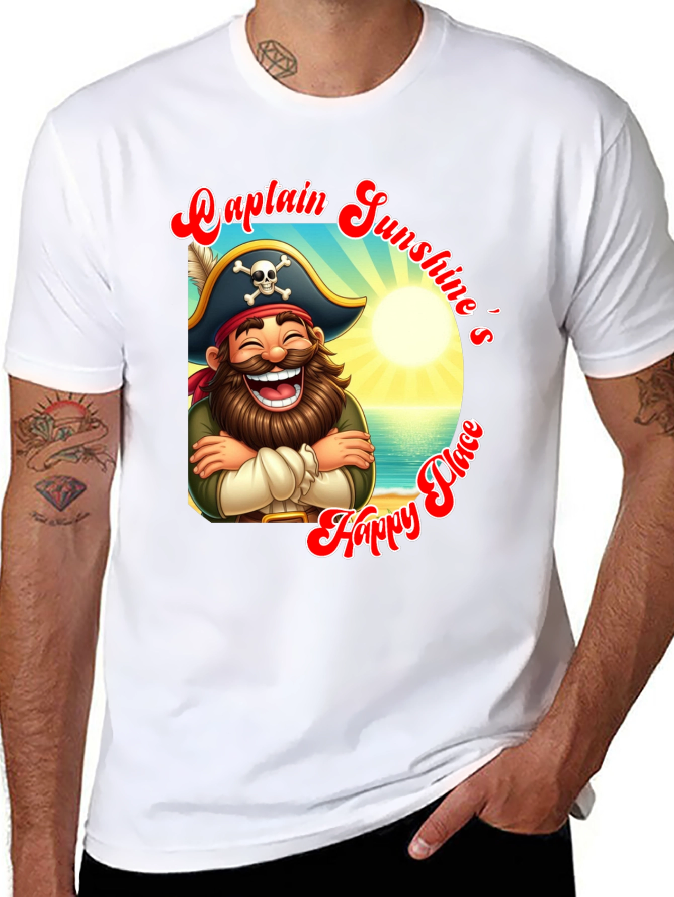 Captain Sunshines Happy Place Black T-Shirt