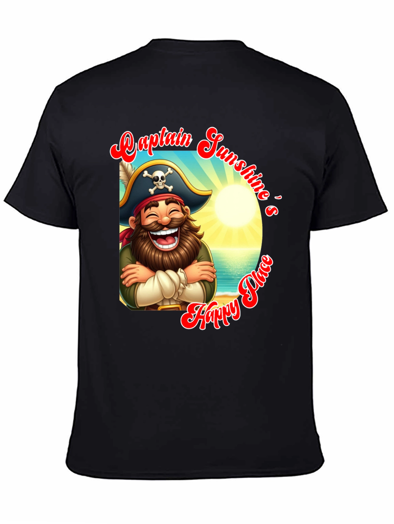 Captain Sunshines Happy Place Black T-Shirt