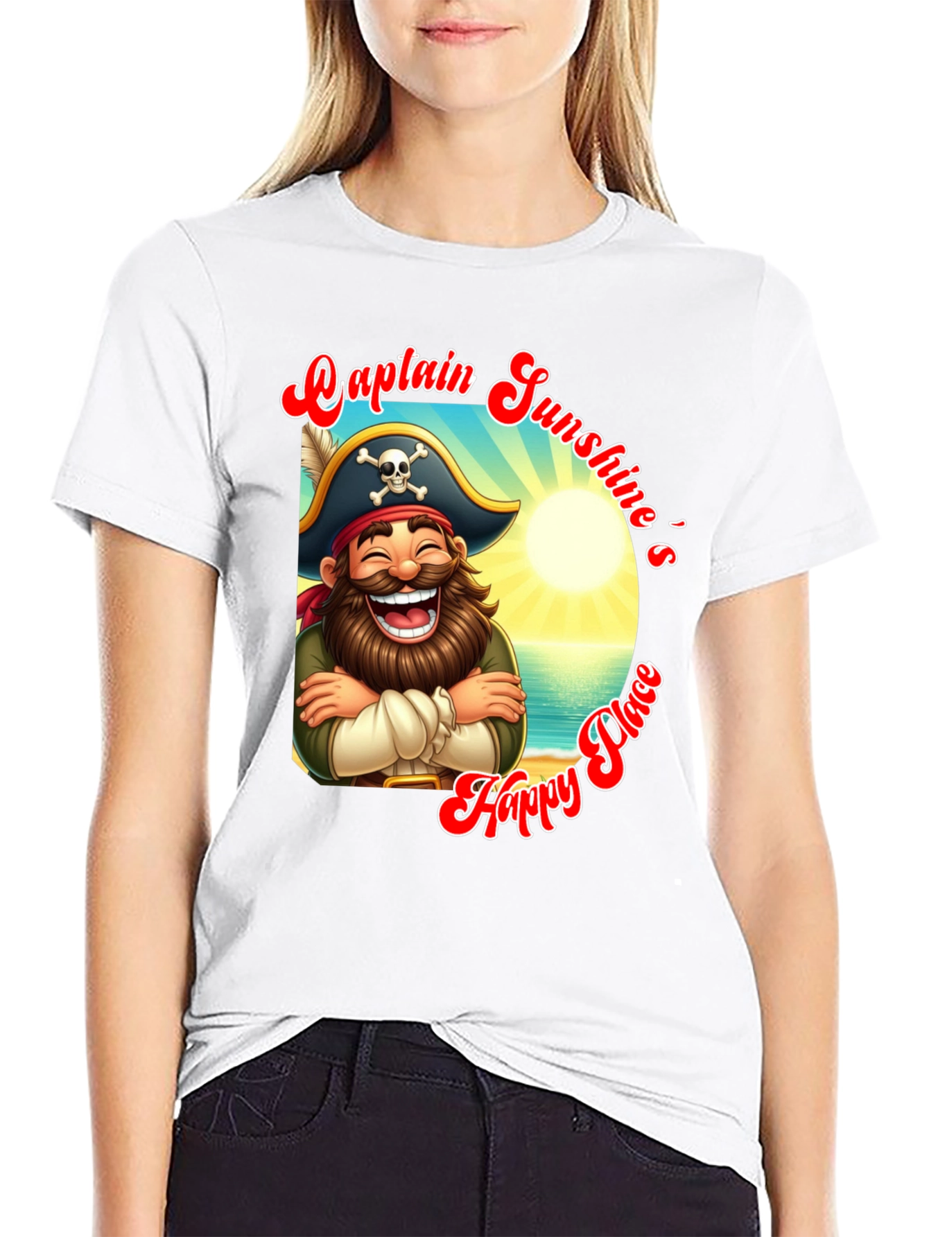 Captain Sunshines Happy Place Black T-Shirt