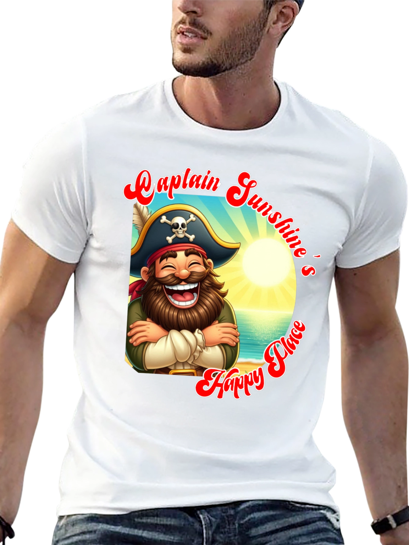 Captain Sunshines Happy Place Black T-Shirt