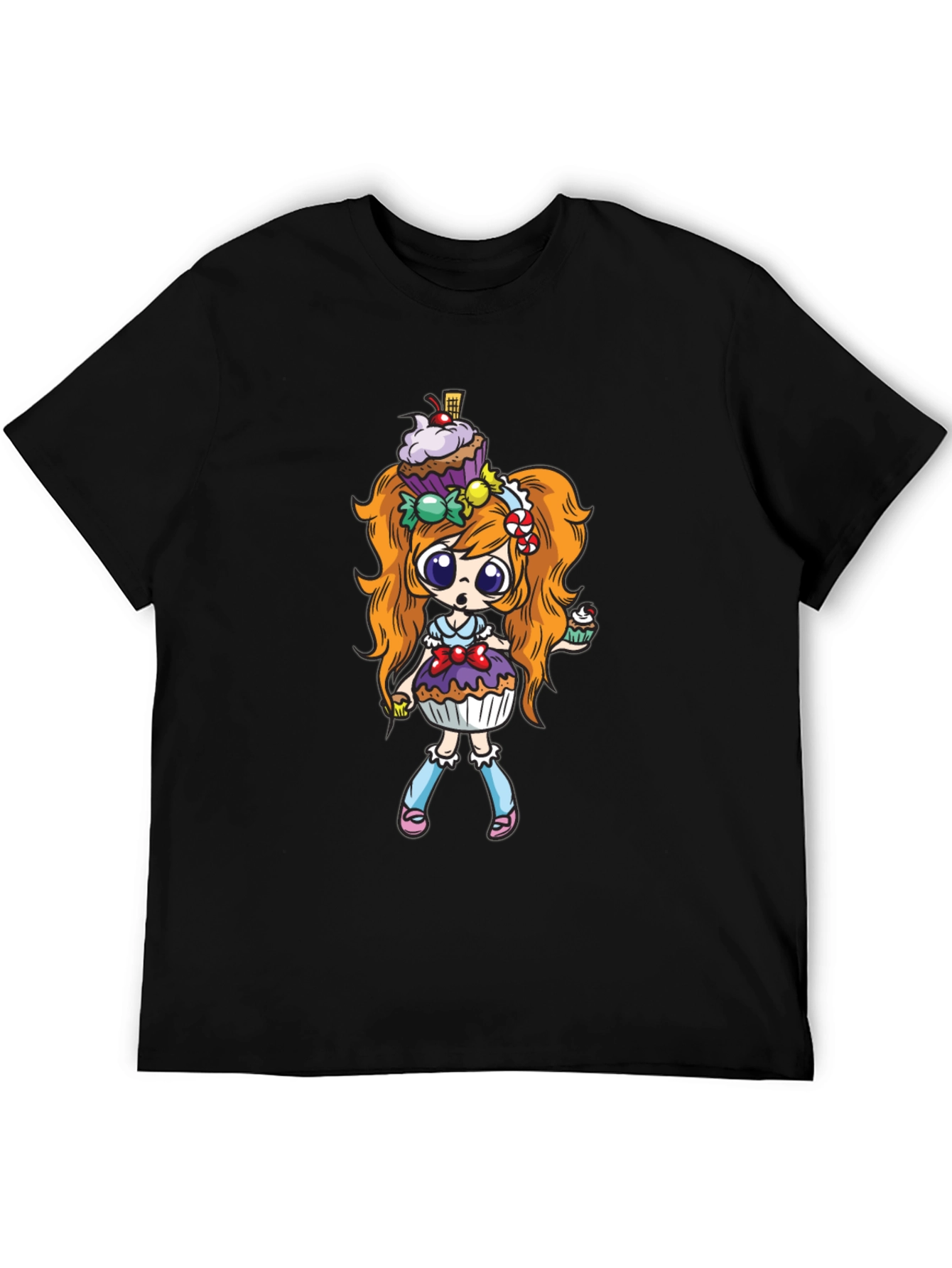 Cupcake Girl Graphic Black T-Shirt