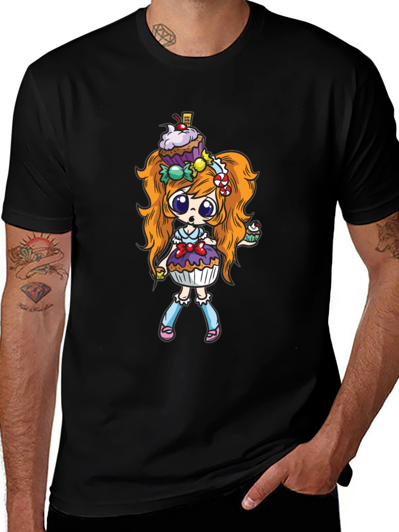 Cupcake Girl Graphic Black T-Shirt