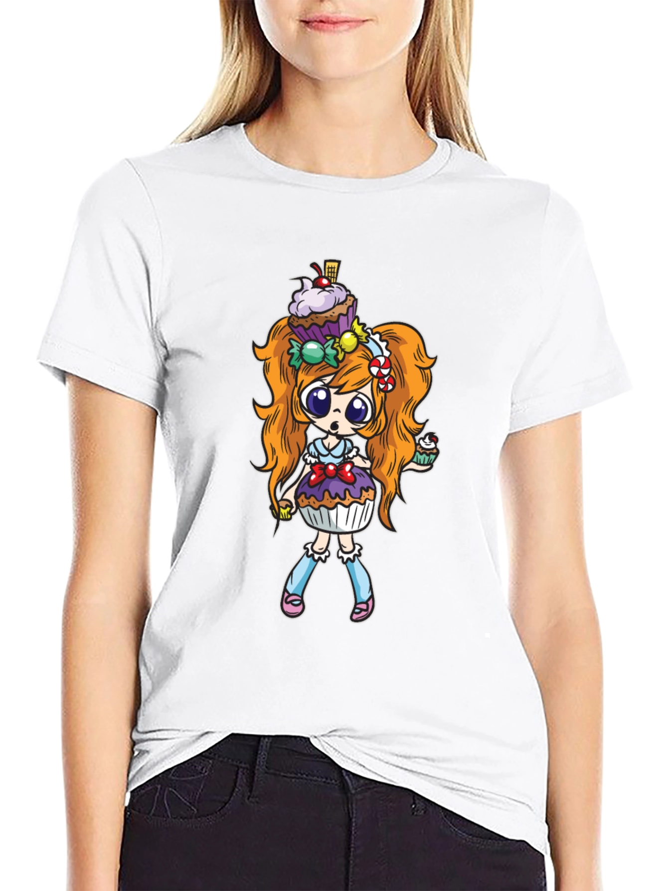 Cupcake Girl Graphic Black T-Shirt