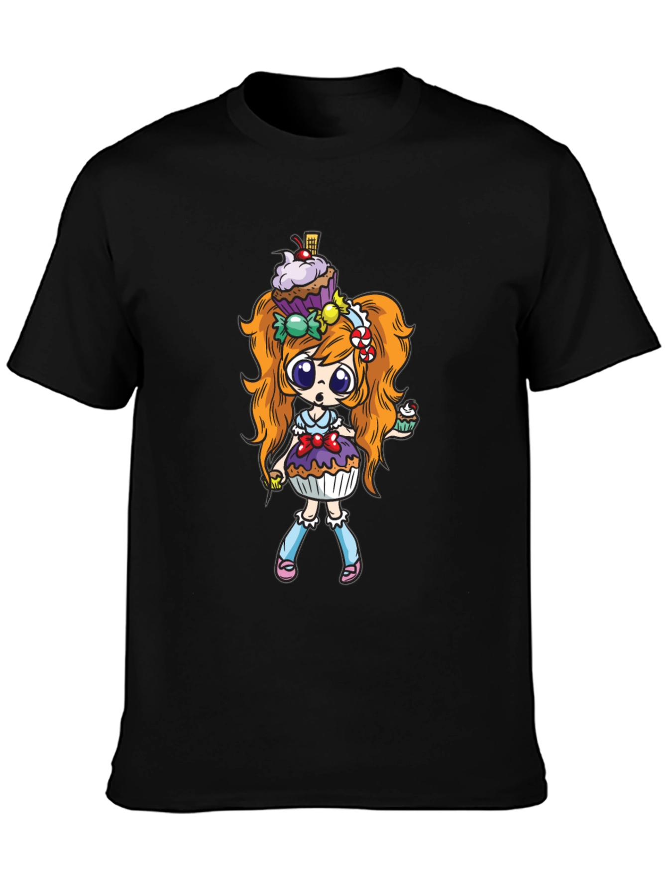 Cupcake Girl Graphic Black T-Shirt