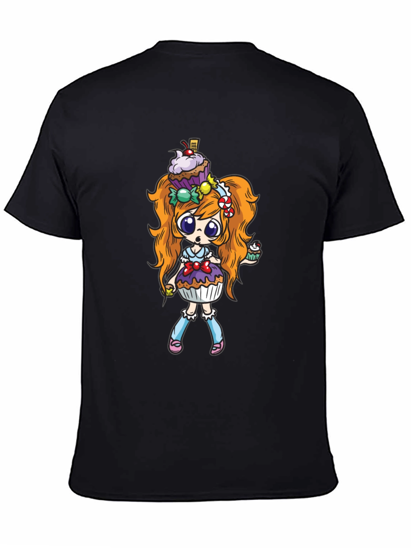 Cupcake Girl Graphic Black T-Shirt