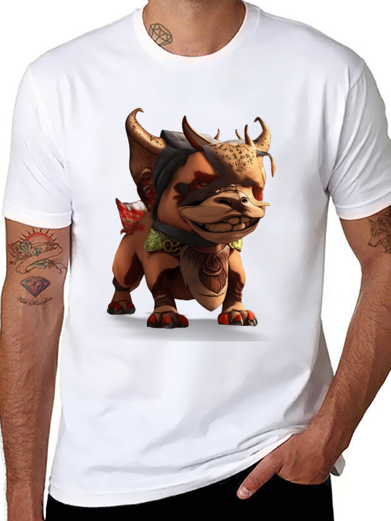 Cartoon Monster Graphic Black T-Shirt