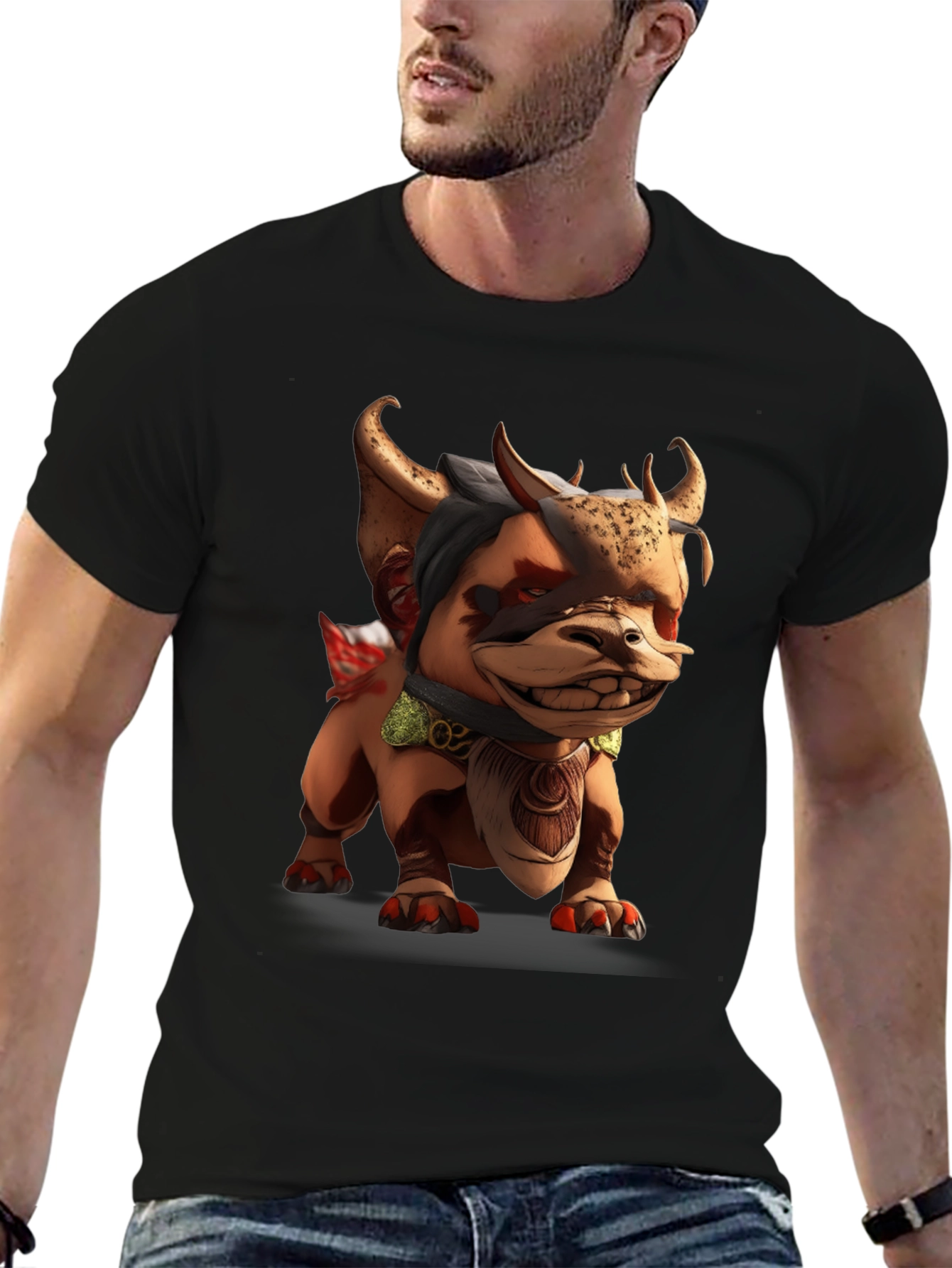 Cartoon Monster Graphic Black T-Shirt