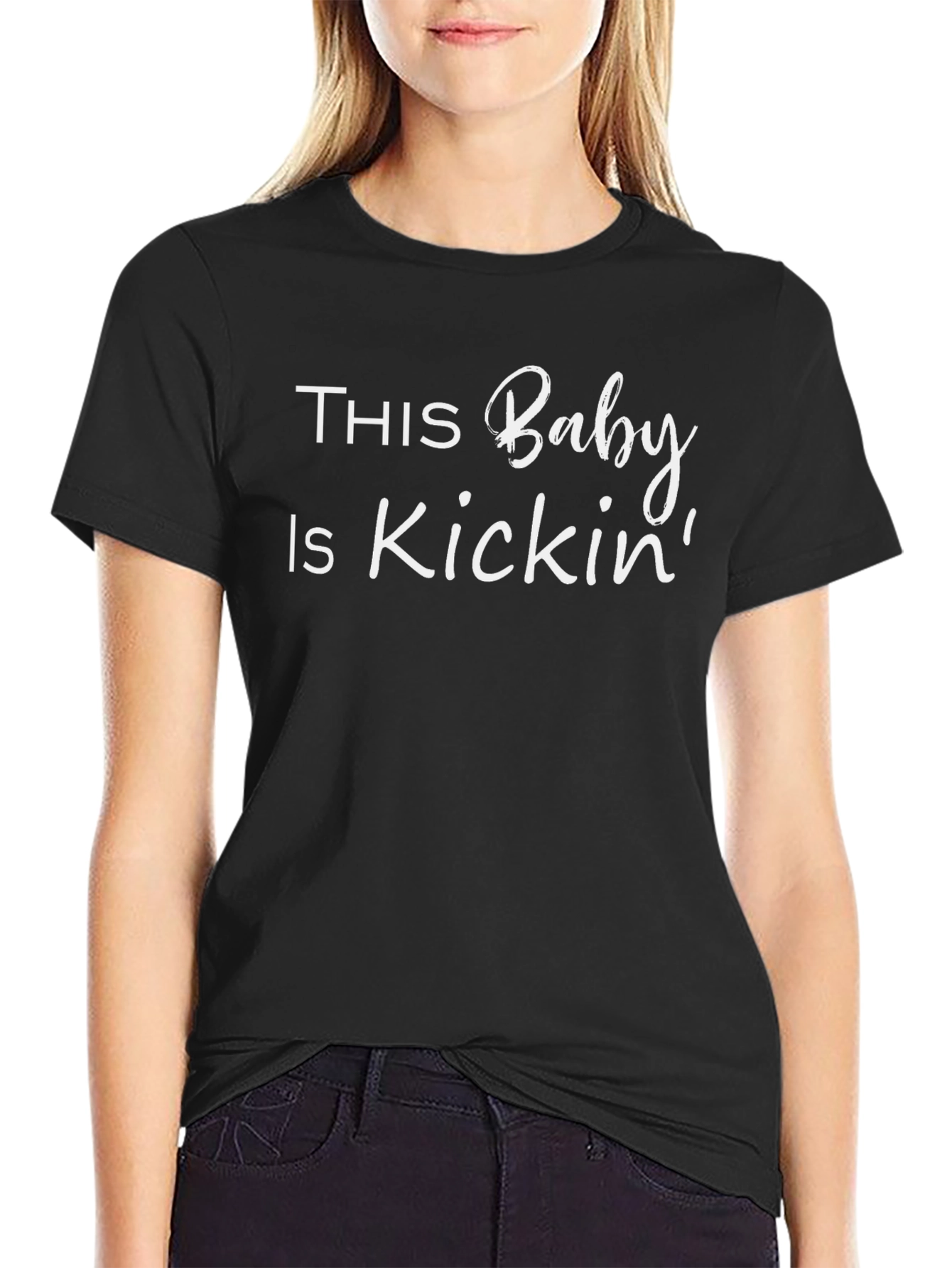 Funny Pregnancy Announcement T-Shirt - Baby Kickin