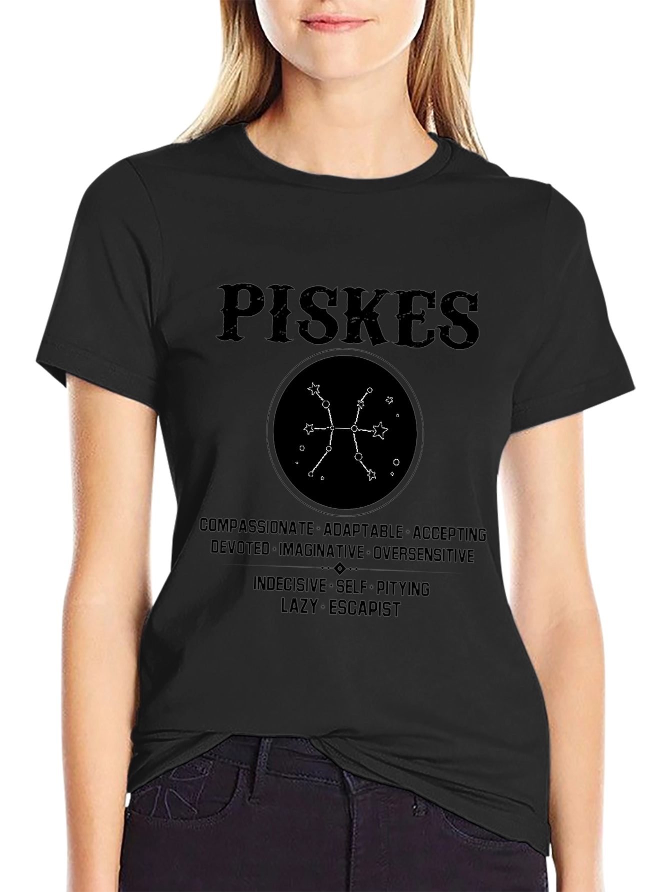 Pisces Zodiac Sign T-Shirt - Compassionate Adaptable Design