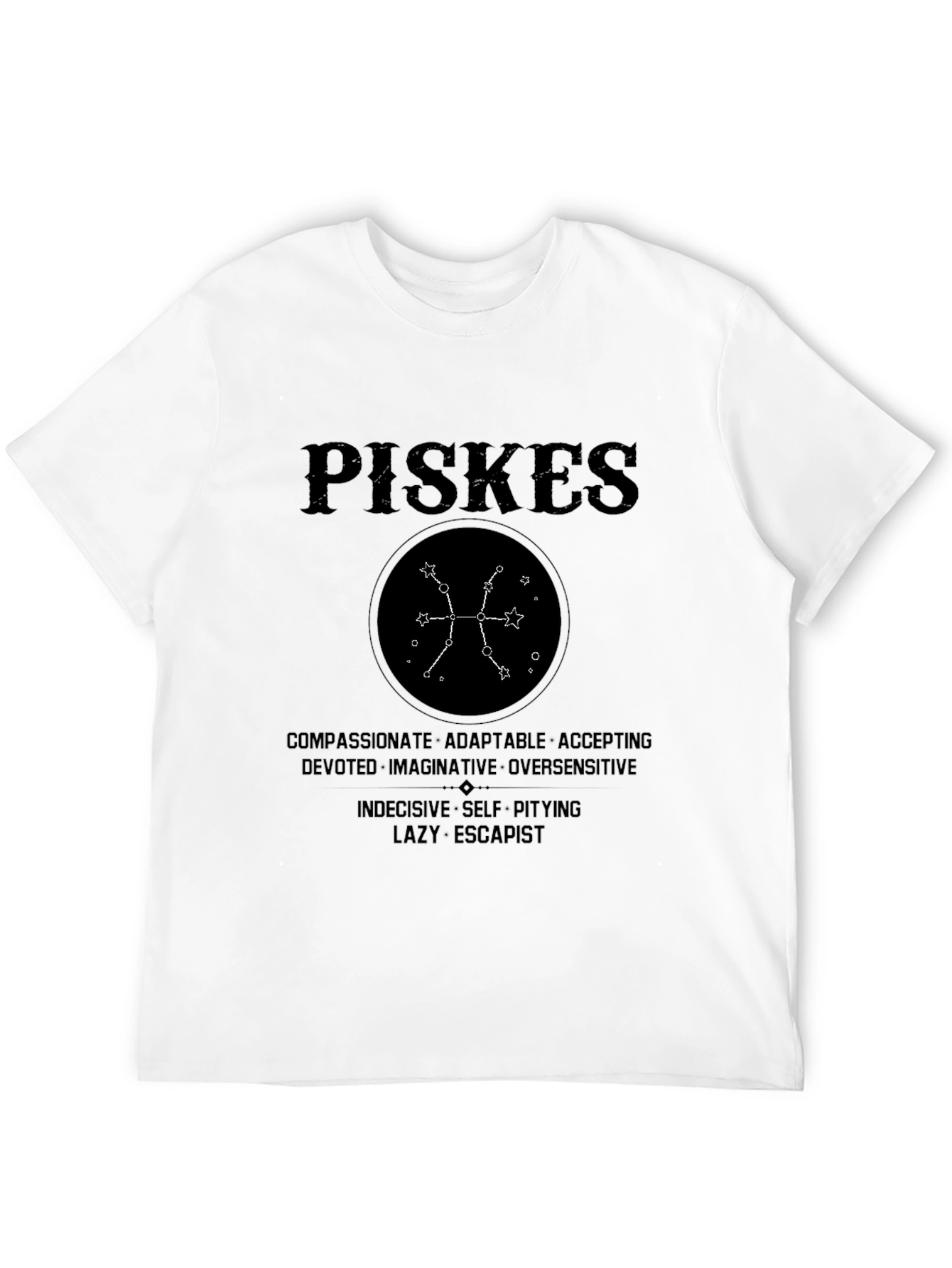 Pisces Zodiac Sign T-Shirt - Compassionate Adaptable Design