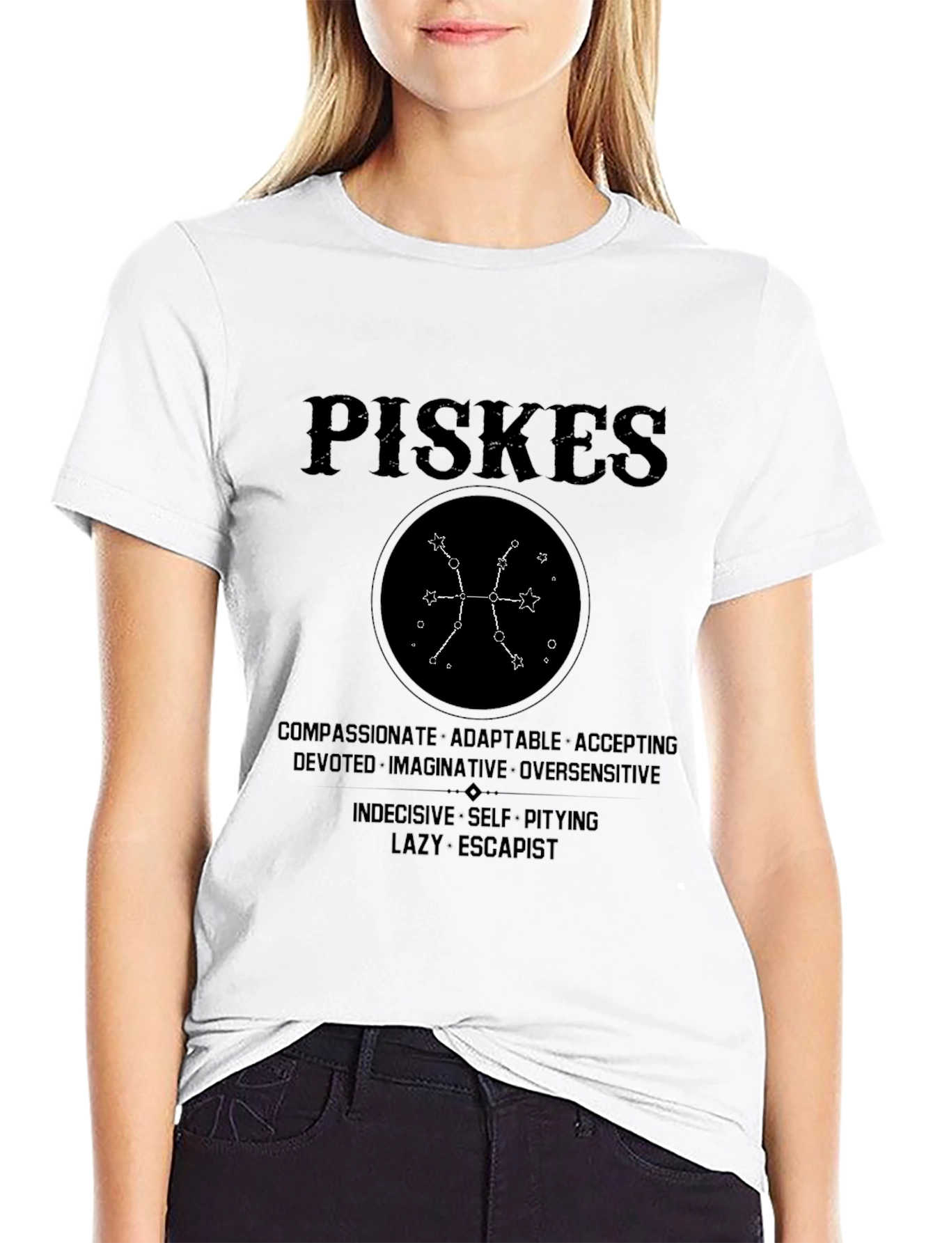 Pisces Zodiac Sign T-Shirt - Compassionate Adaptable Design