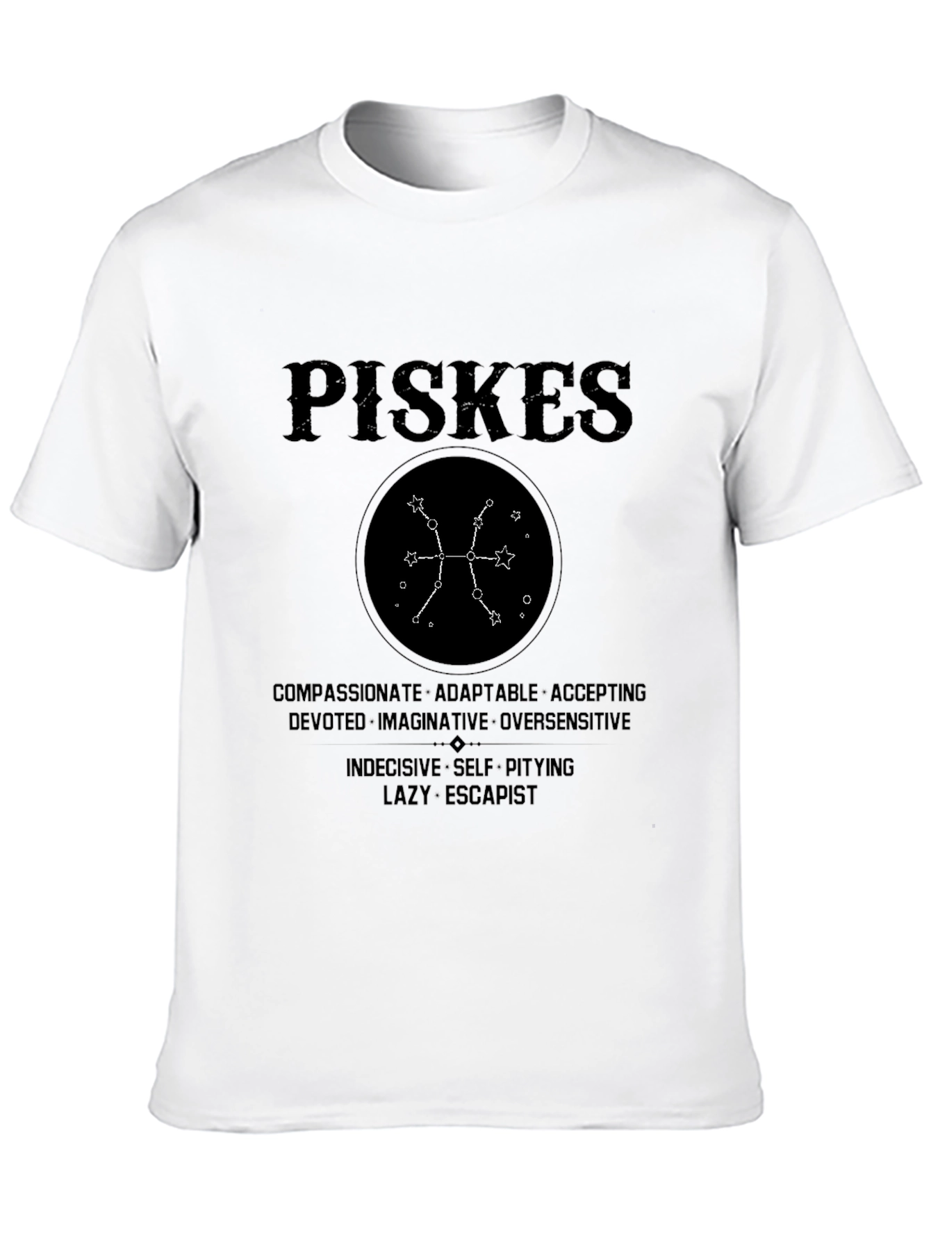 Pisces Zodiac Sign T-Shirt - Compassionate Adaptable Design