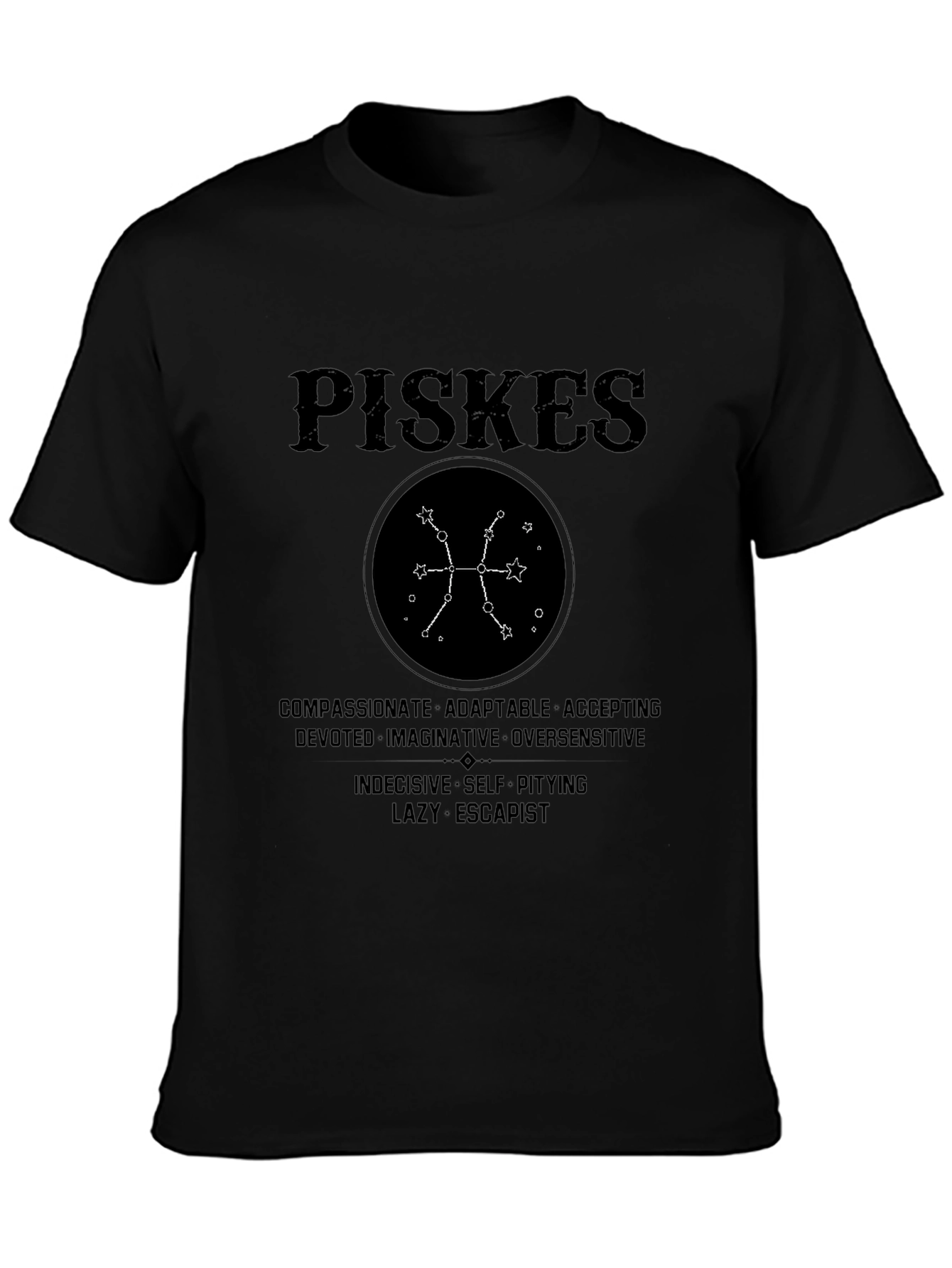 Pisces Zodiac Sign T-Shirt - Compassionate Adaptable Design