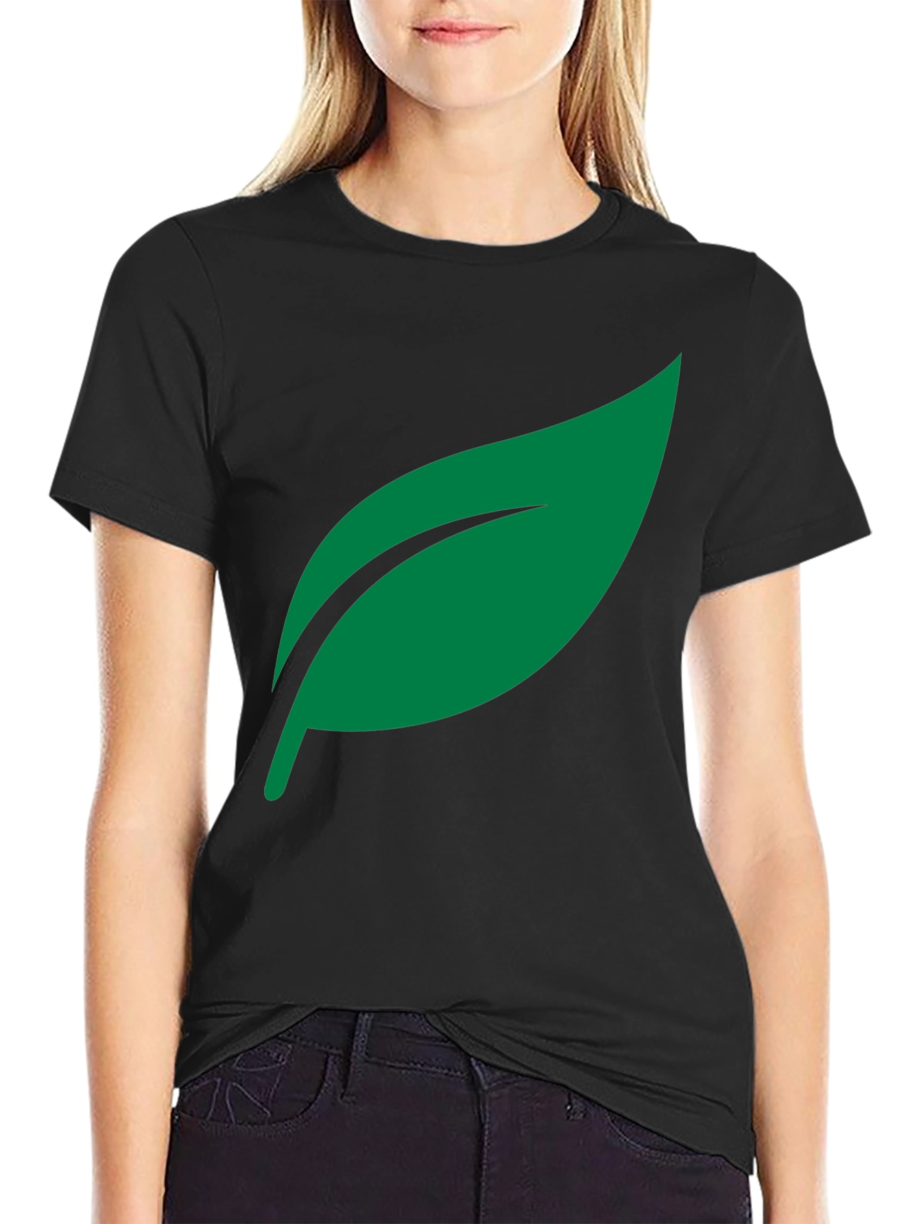 Leaf Graphic Black Tee - Nature Inspired Fashion