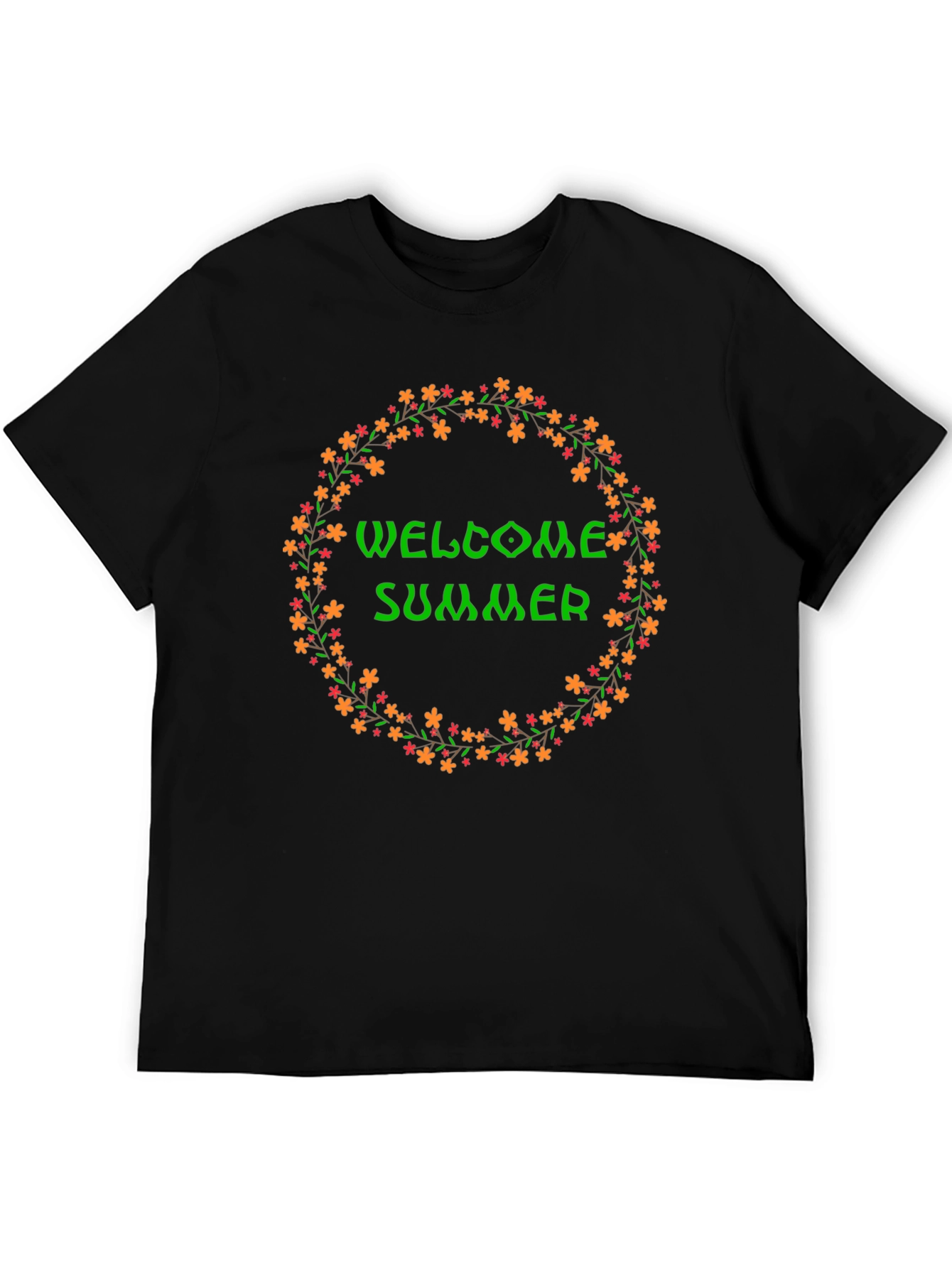 Welcome Summer Floral Wreath Graphic T-Shirt
