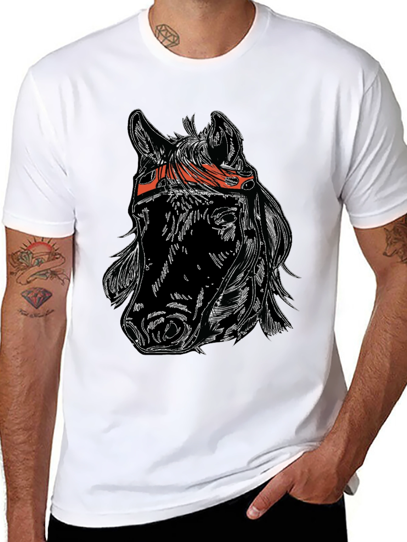 Horse Head Graphic Tee - Black