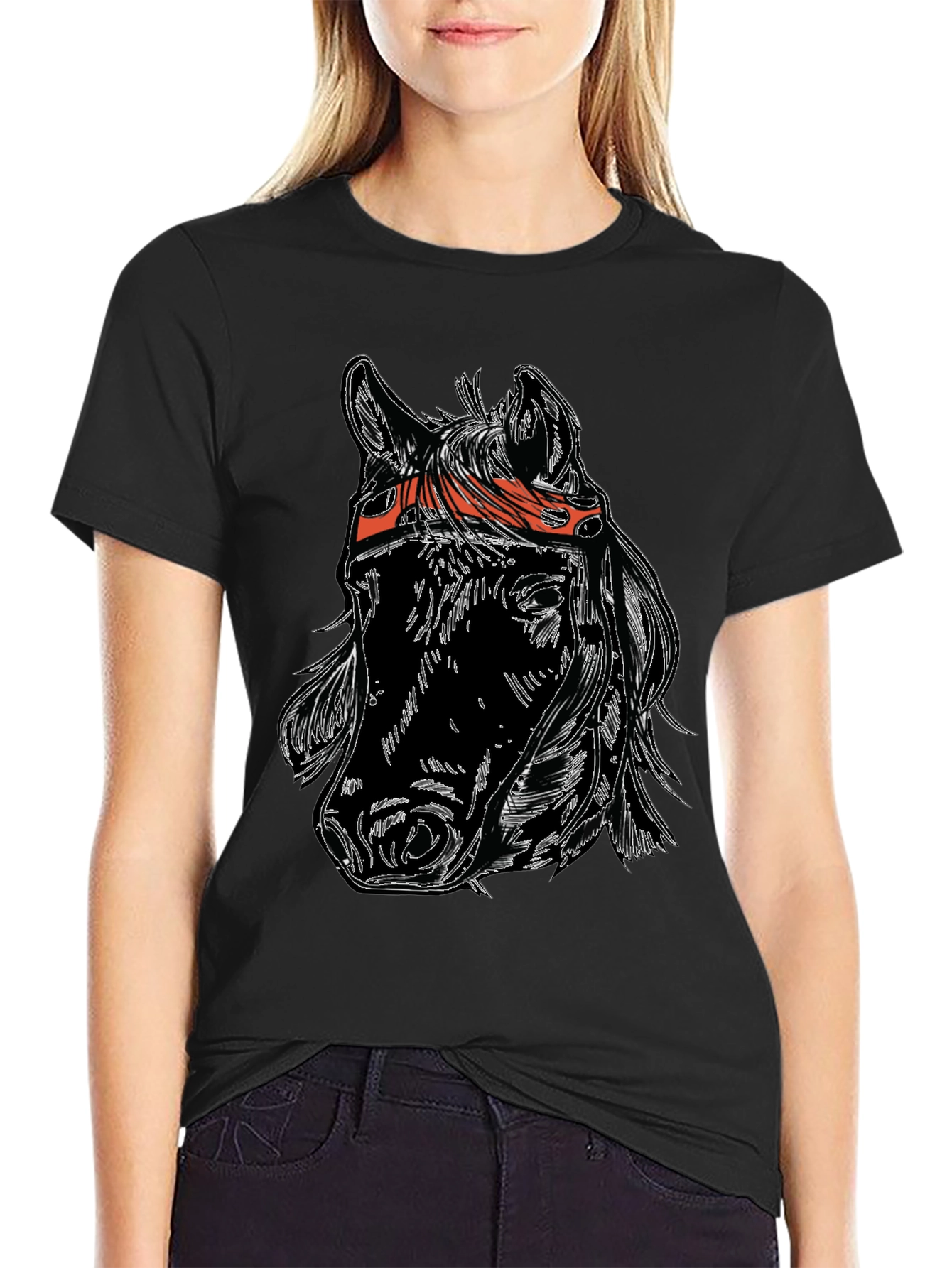 Horse Head Graphic Tee - Black