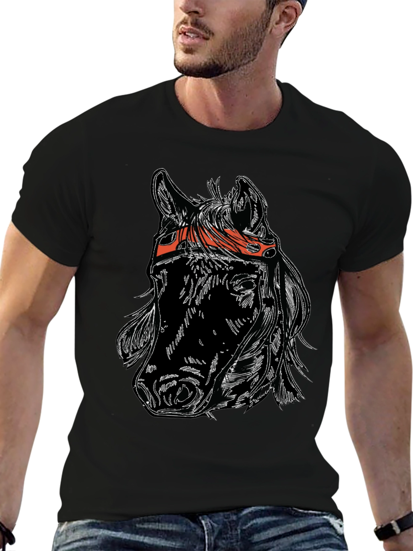 Horse Head Graphic Tee - Black