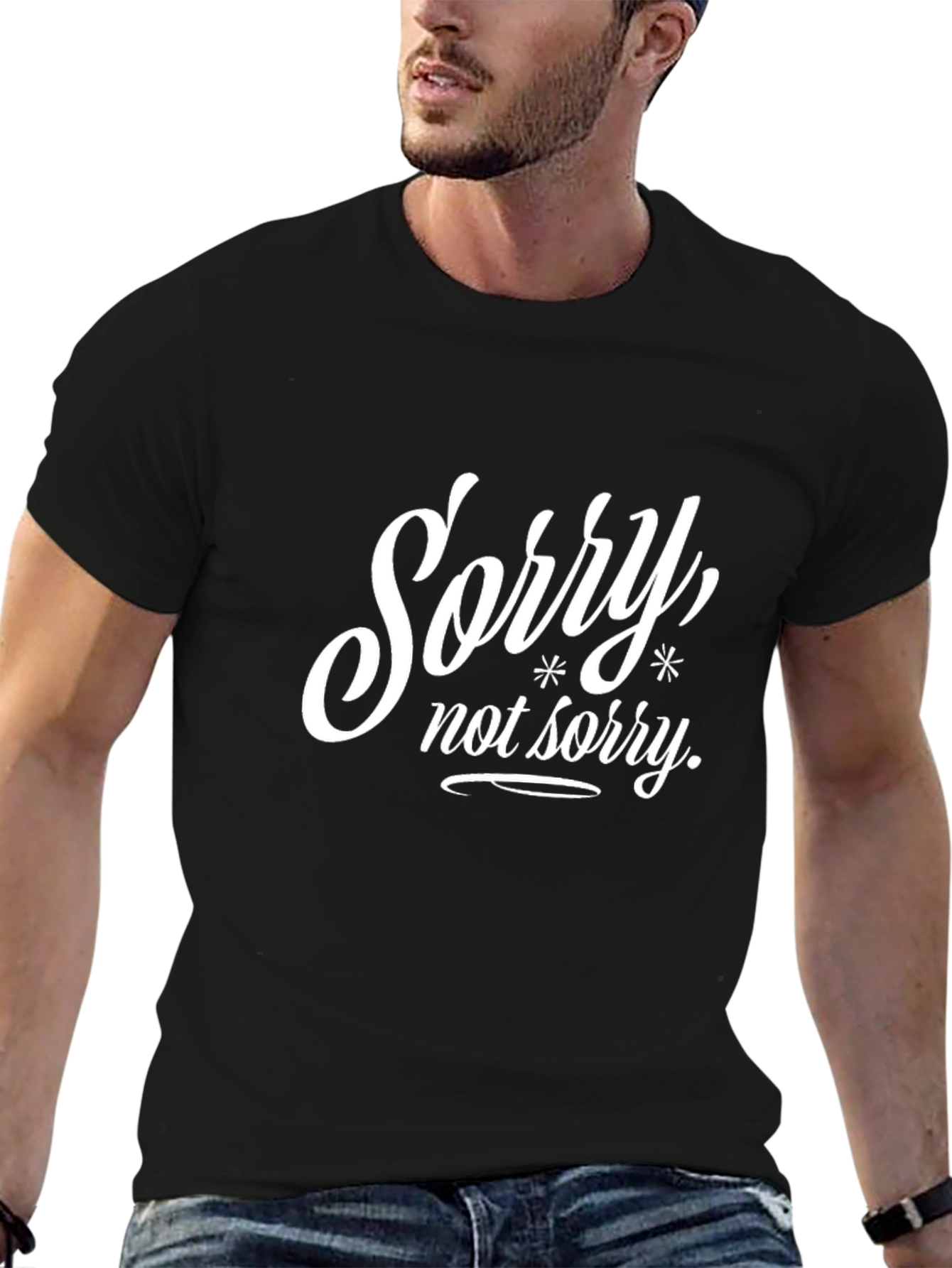 Sorry Not Sorry Black Graphic T-Shirt