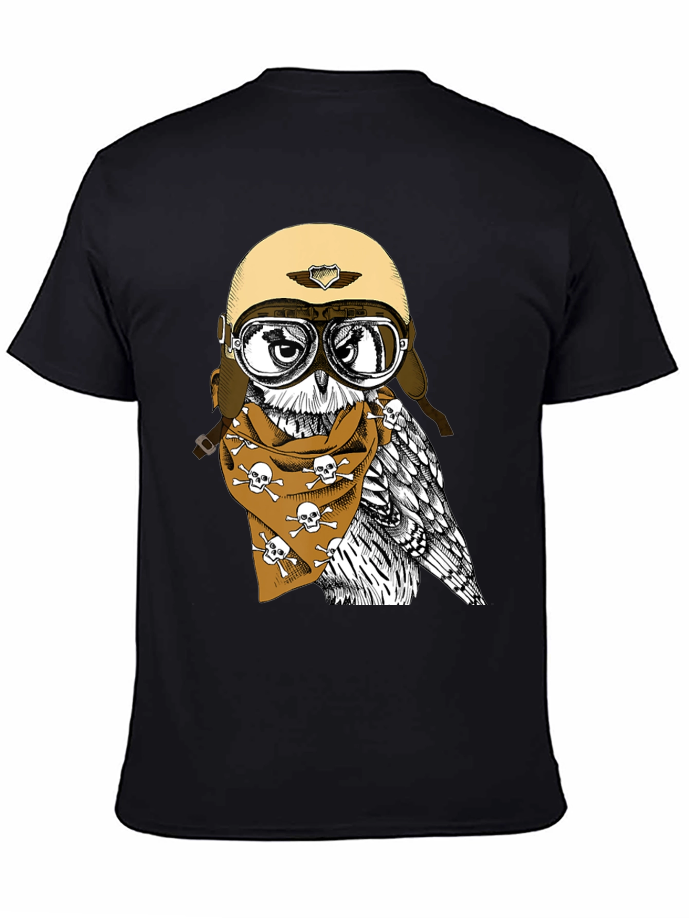 Biker Owl T-Shirt - Skull Bandana