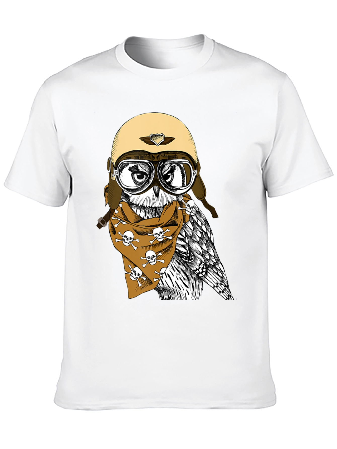 Biker Owl T-Shirt - Skull Bandana