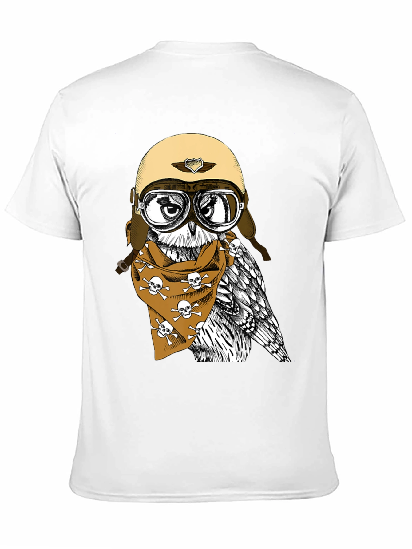 Biker Owl T-Shirt - Skull Bandana