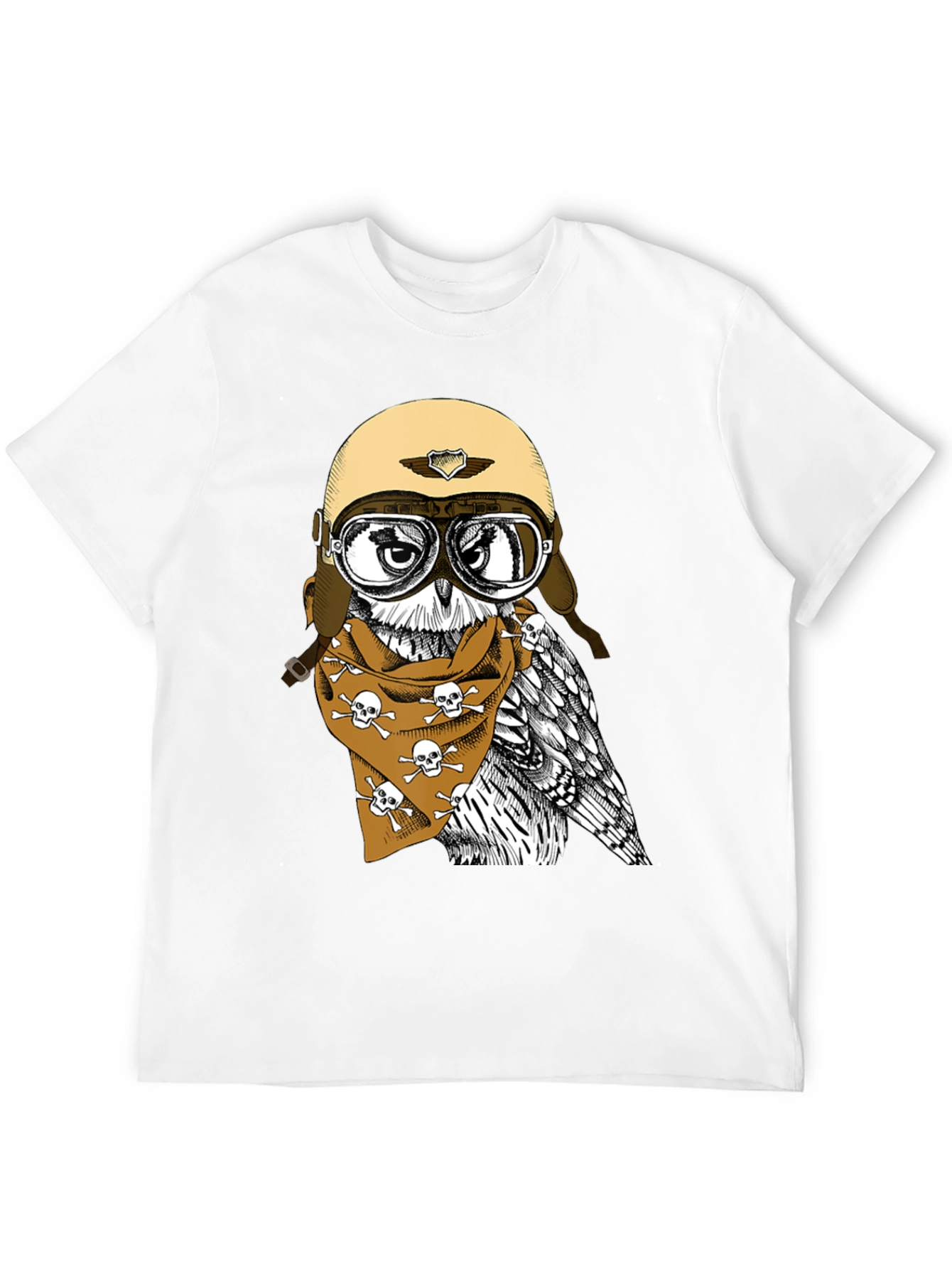 Biker Owl T-Shirt - Skull Bandana