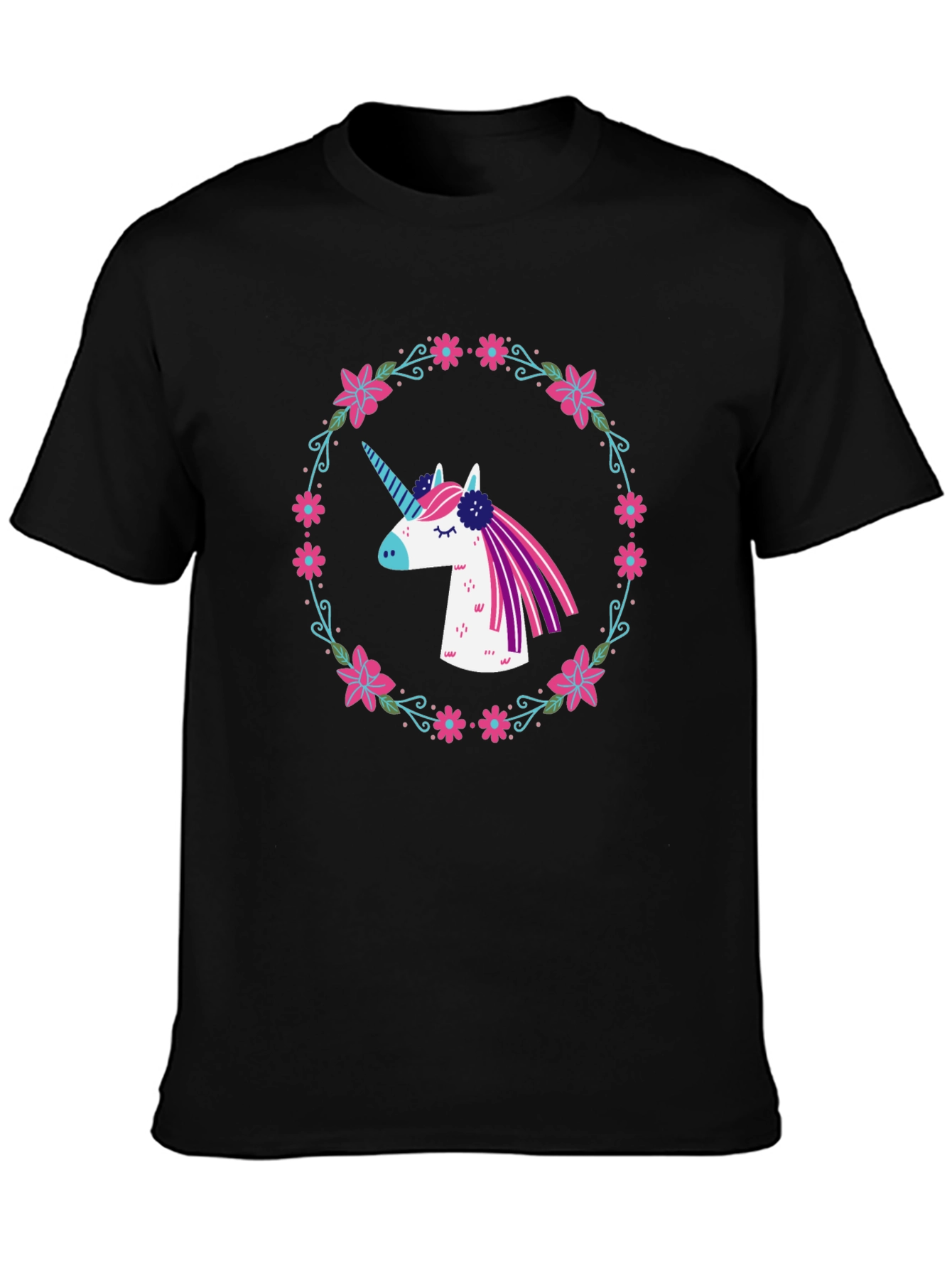 Unicorn Floral Wreath Graphic Tee