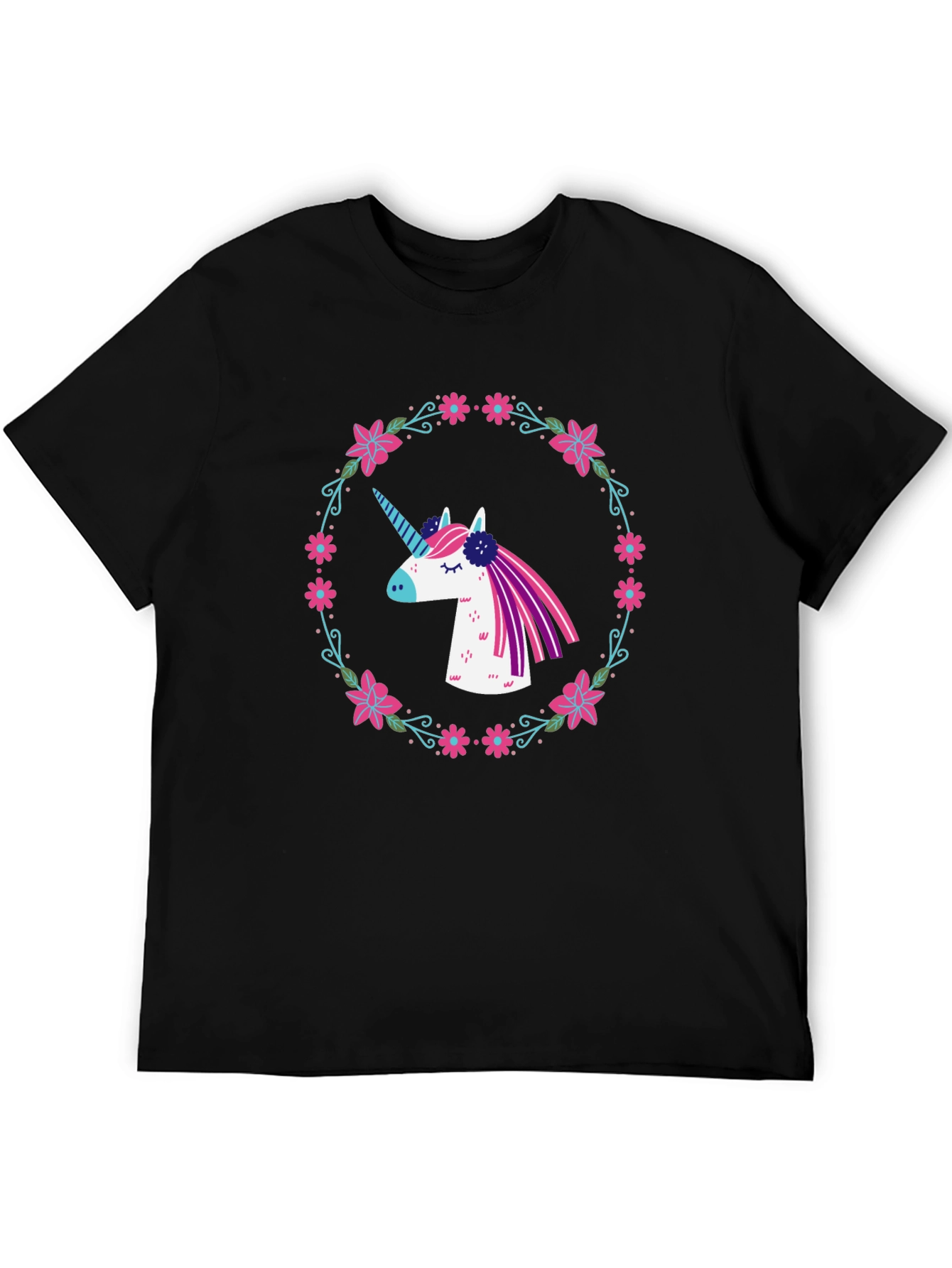 Unicorn Floral Wreath Graphic Tee