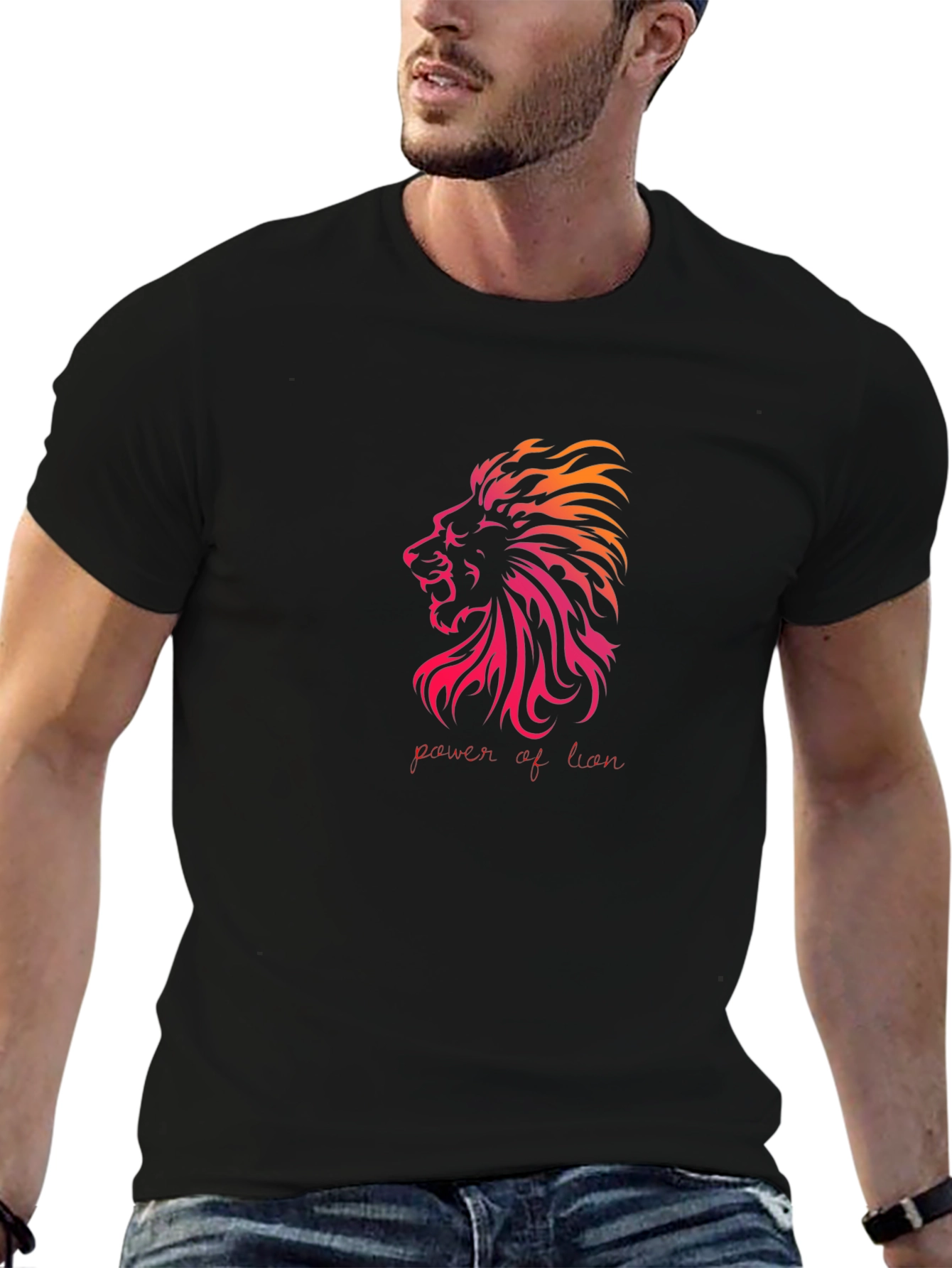 Power of Lion Graphic T-Shirt - Black